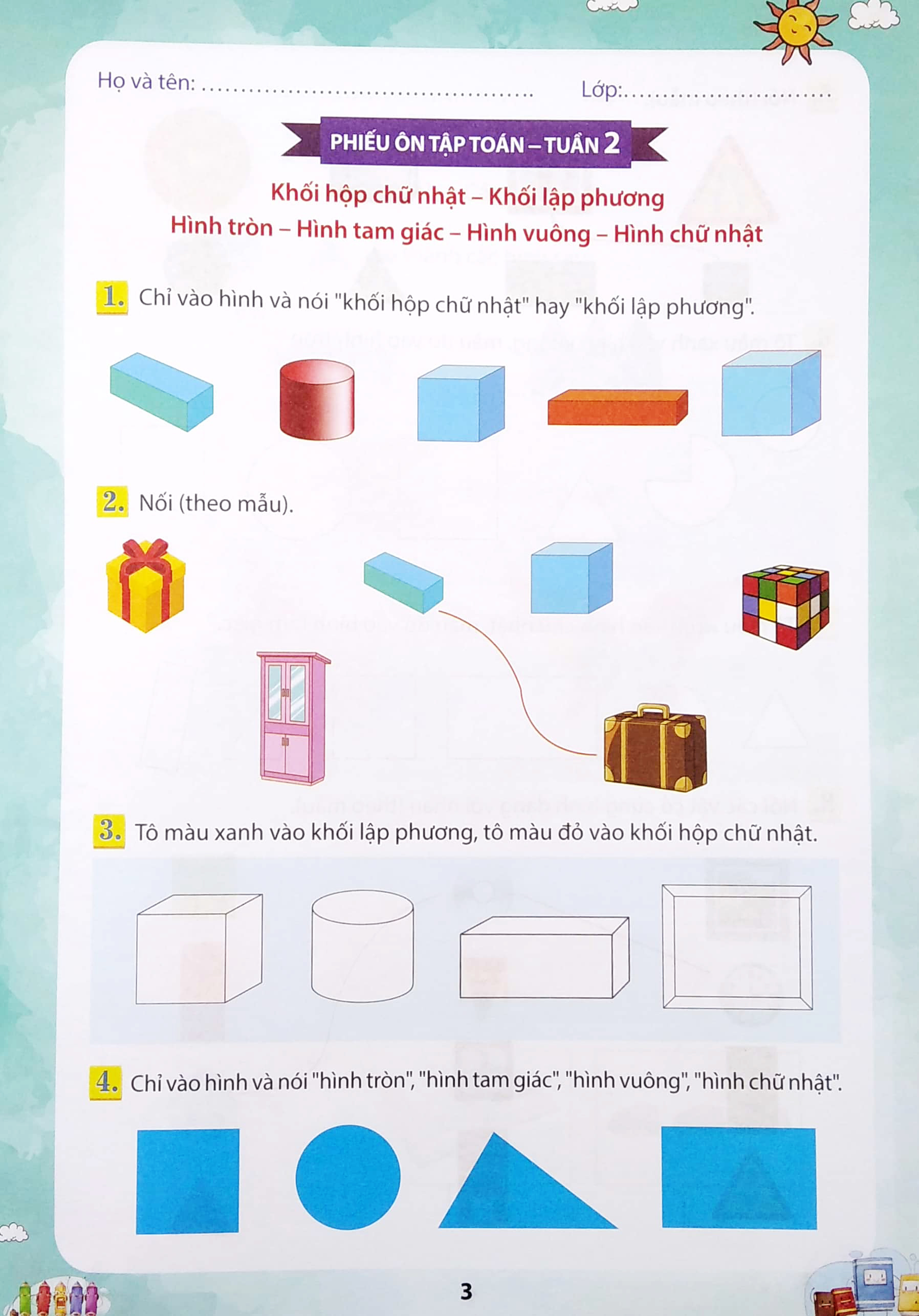 phiếu ôn tập cuối tuần môn toán lớp 1 (bộ sách chân trời sáng tạo) - Ảnh 5