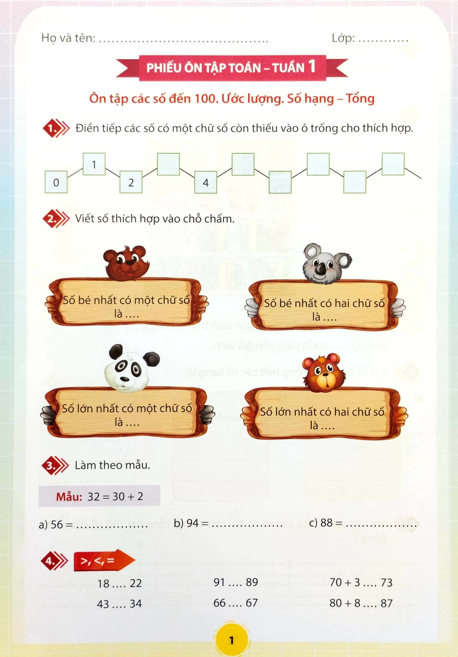 phiếu ôn tập cuối tuần - môn toán - lớp 2 - chân trời sáng tạo (2023) - Ảnh 3