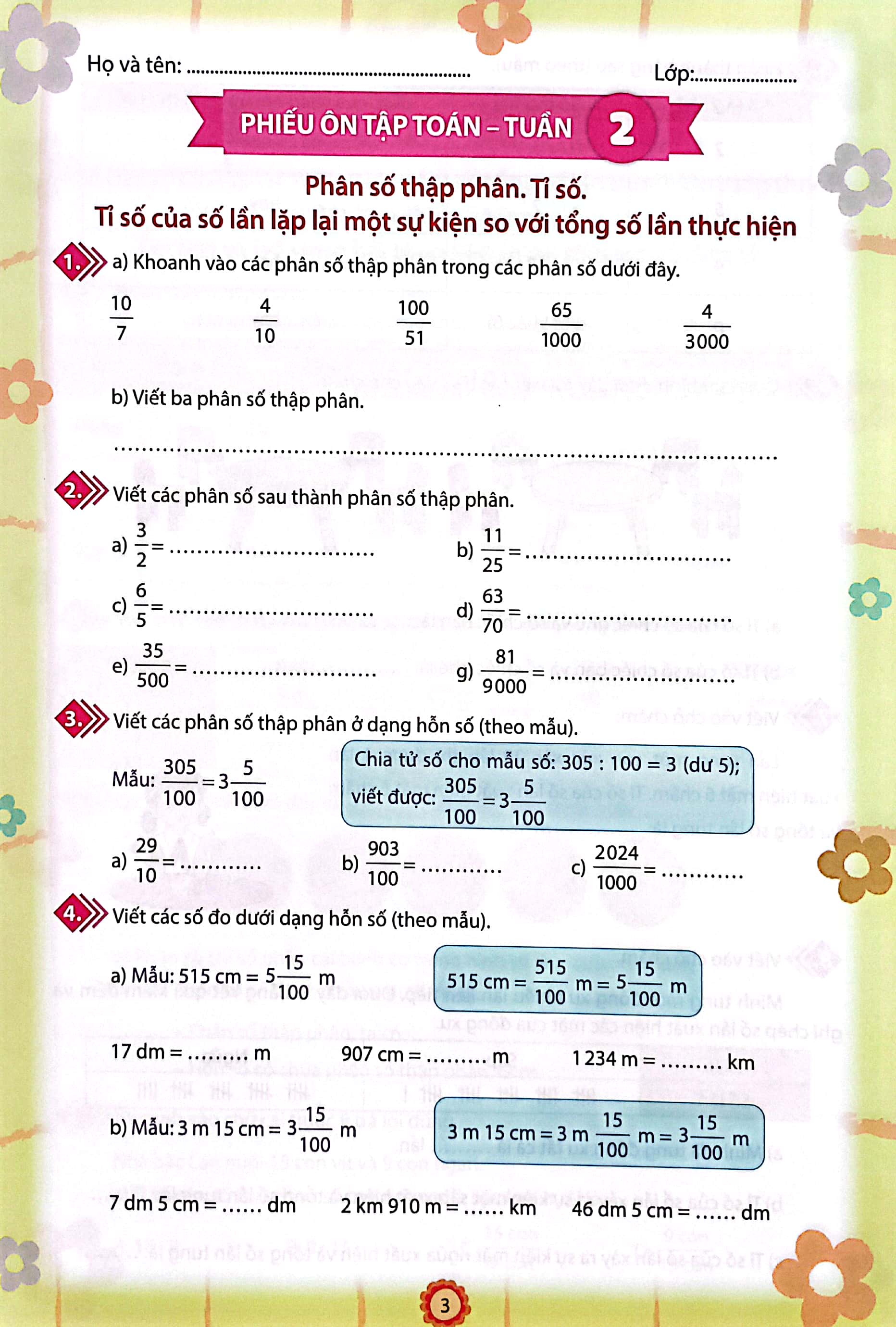 phiếu ôn tập cuối tuần môn toán lớp 5 (chân trời) (chuẩn) - Ảnh 5