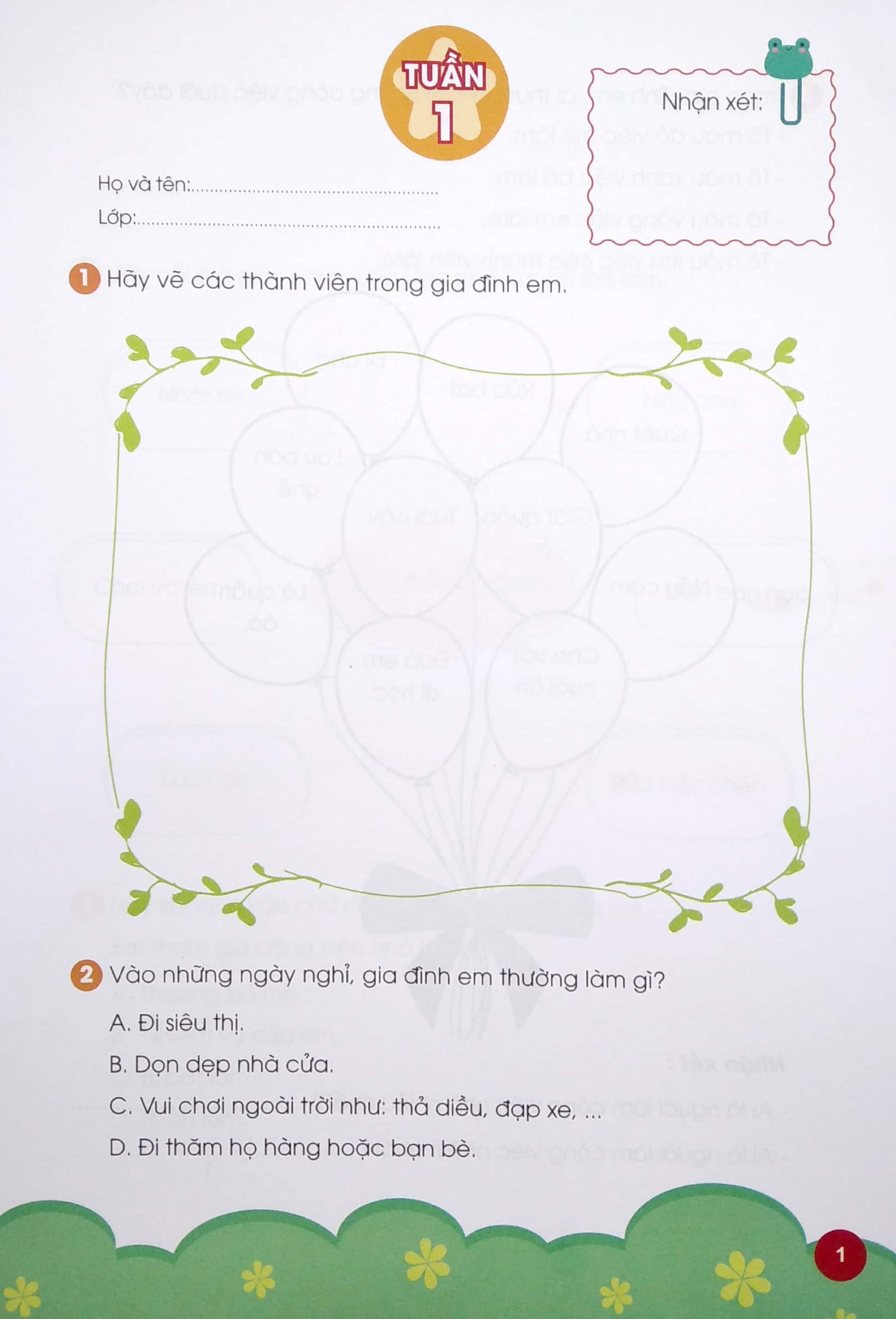 phiếu thực hành cuối tuần môn tự nhiên và xã hội 1 (bộ sách cánh diều) - 2020 - Ảnh 3