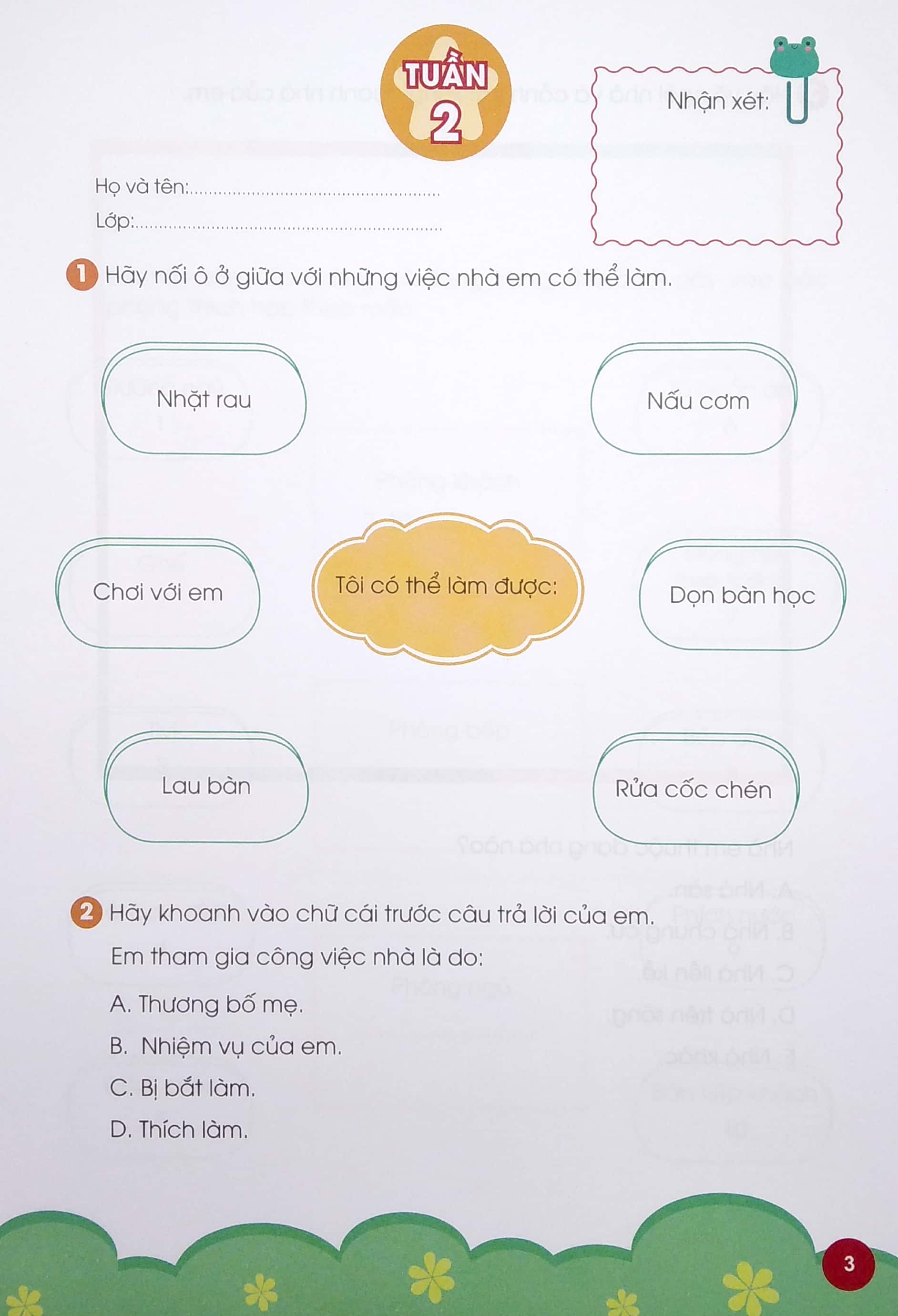 phiếu thực hành cuối tuần môn tự nhiên và xã hội 1 (bộ sách cánh diều) - 2020 - Ảnh 5