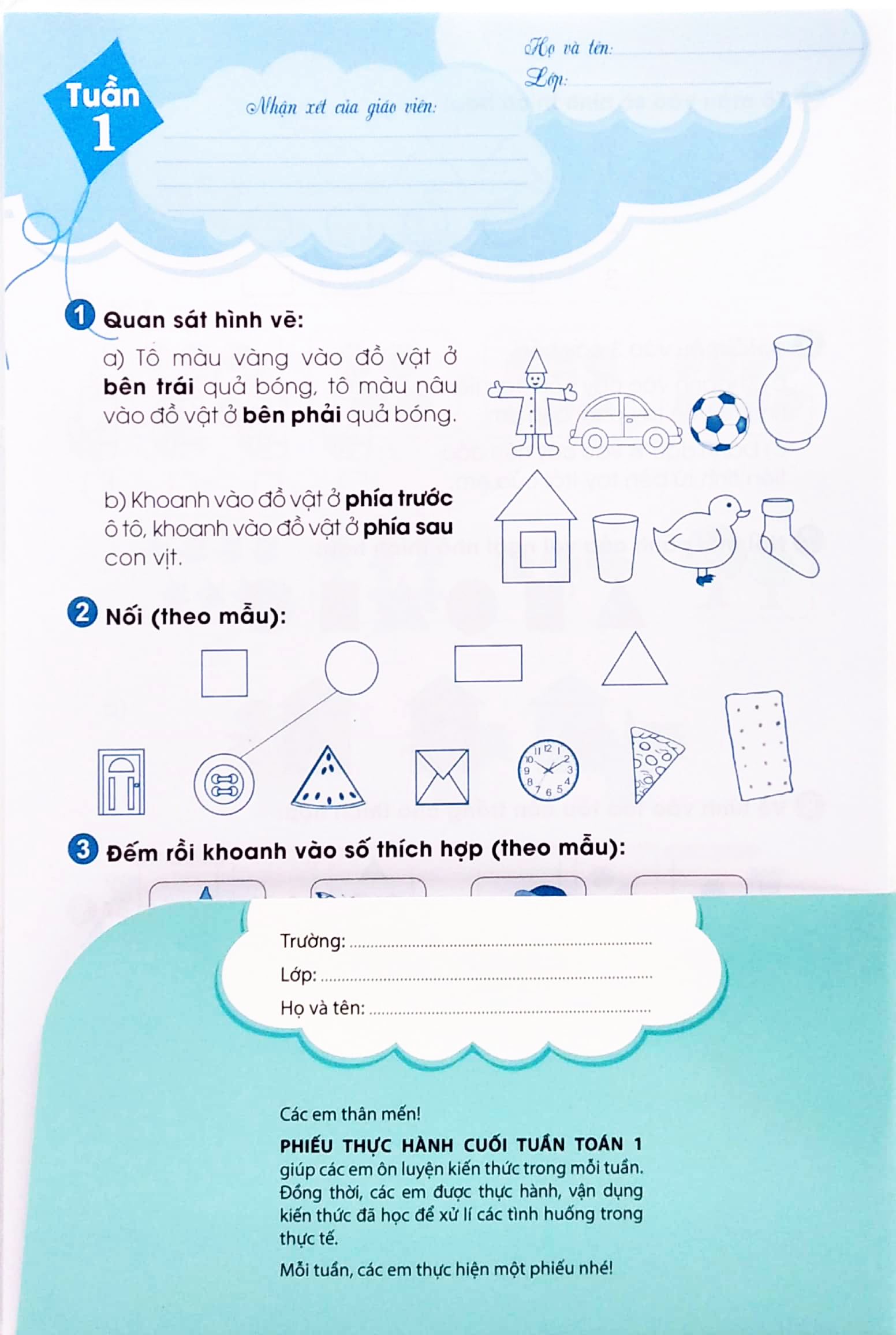 phiếu thực hành cuối tuần toán 1 (cánh diều) - Ảnh 4