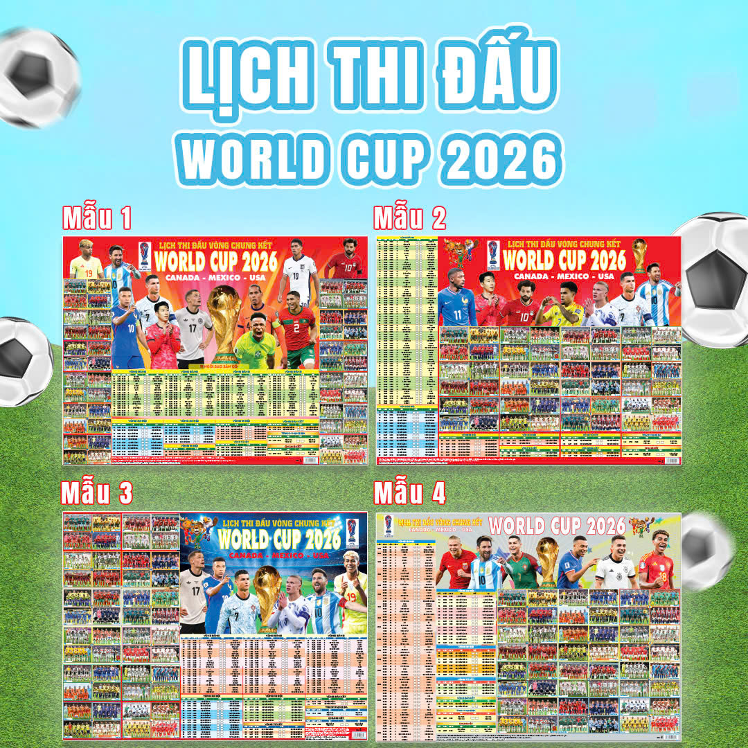 Poster Lịch Thi Đấu Vòng Chung Kết World Cup 2026 - Kèm Ống - 65 x 86 cm - Mẫu 1 - Ảnh 3