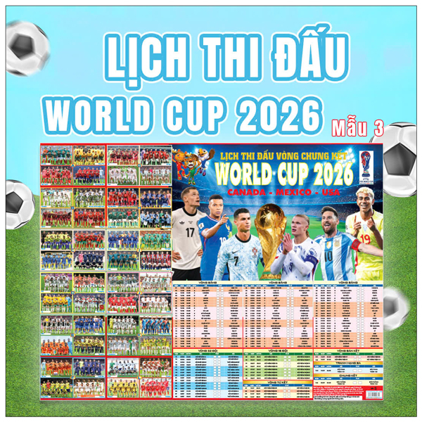 Poster Lịch Thi Đấu Vòng Chung Kết World Cup 2026 - Kèm Ống - 65 x 86 cm - Mẫu 1 - Ảnh 5