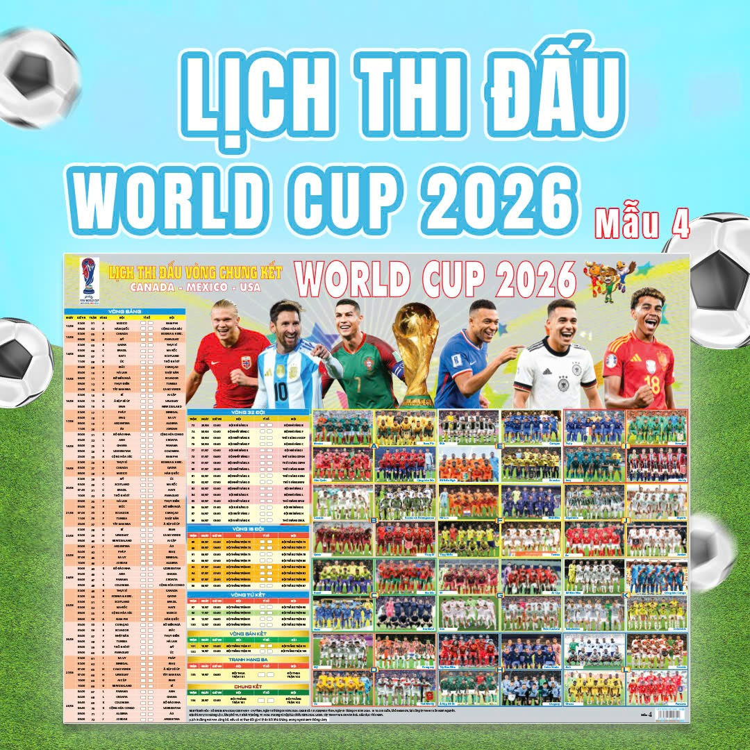 Poster Lịch Thi Đấu Vòng Chung Kết World Cup 2026 - Kèm Ống - 65 x 86 cm - Mẫu 4 - Ảnh 2