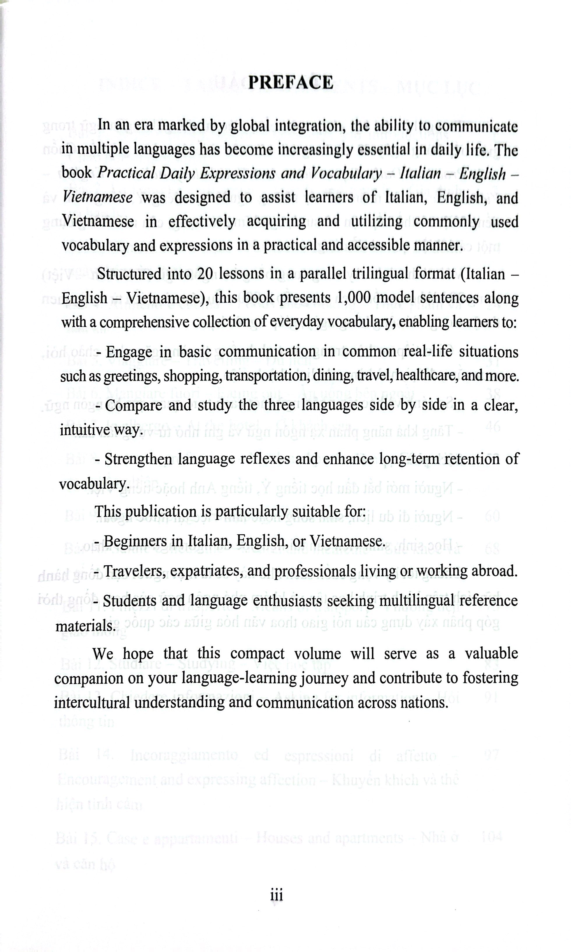 Practical Daily Expressions And Vocabulary Italian-English-Vietnamese - Từ Vựng Và Câu Giao Tiếp Thực Tiễn Hàng Ngày Ý-Anh-Việt - Ảnh 4