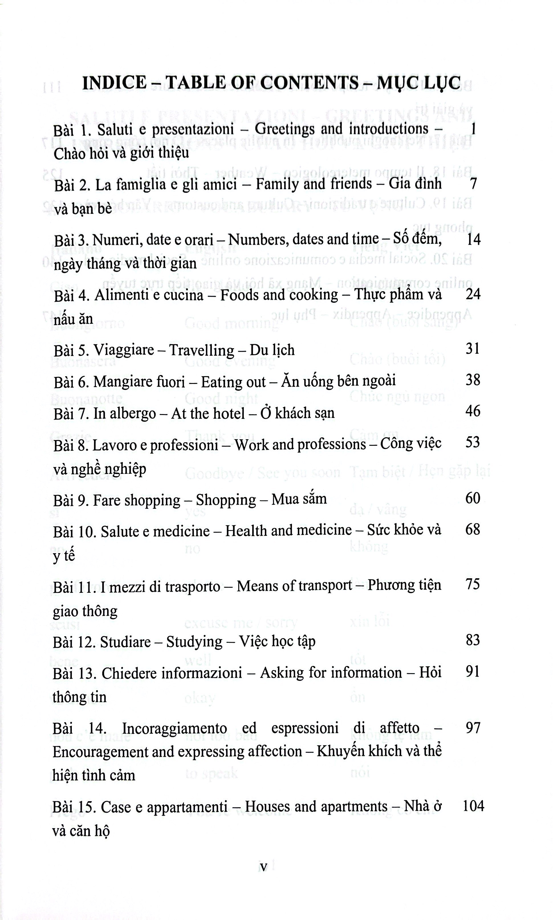 Practical Daily Expressions And Vocabulary Italian-English-Vietnamese - Từ Vựng Và Câu Giao Tiếp Thực Tiễn Hàng Ngày Ý-Anh-Việt - Ảnh 6