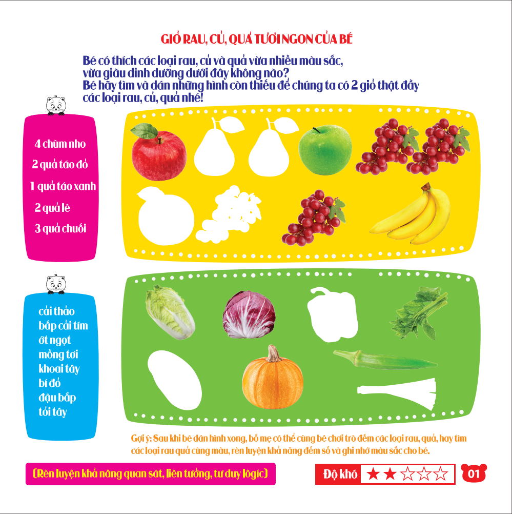 rèn luyện phát triển trí óc cho trẻ - bóc dán hình thông minh iq-eq-cq - rau, củ, quả (dành cho trẻ từ 2-6 tuổi) (tái bản 2023) - Ảnh 3