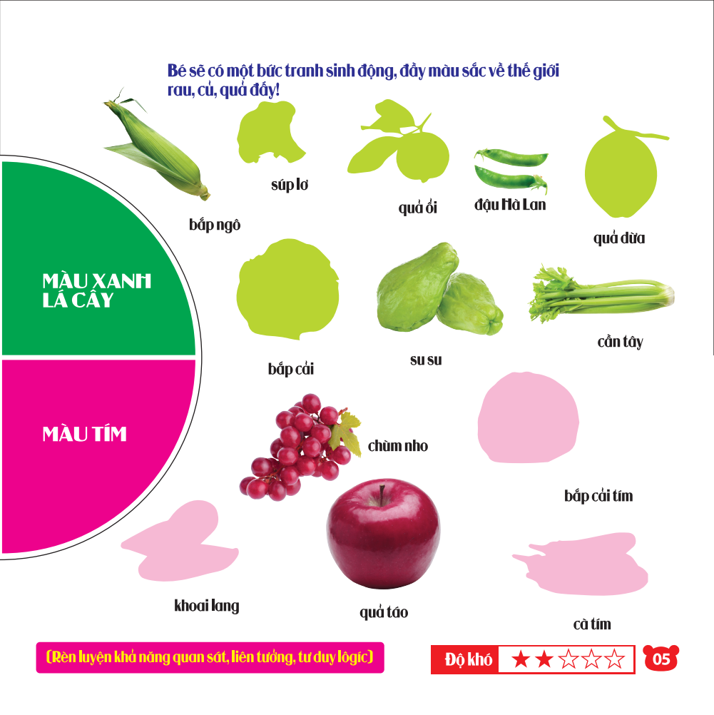 rèn luyện phát triển trí óc cho trẻ - bóc dán hình thông minh iq-eq-cq - rau, củ, quả (dành cho trẻ từ 2-6 tuổi) (tái bản 2023) - Ảnh 7