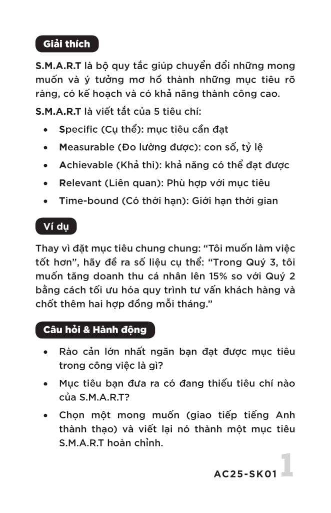S.M.A.R.T - Đặt Mục Tiêu-Theo Dõi-Đánh Giá - Thẻ Nhỏ-Hiệu Suất Lớn - Làm Việc Thông Minh Mỗi Ngày - Ảnh 5