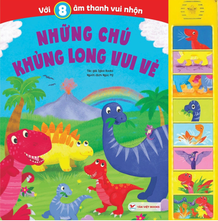 sách âm thanh - 8 âm thanh vui nhộn - những chú khủng long vui vẻ - Ảnh 2