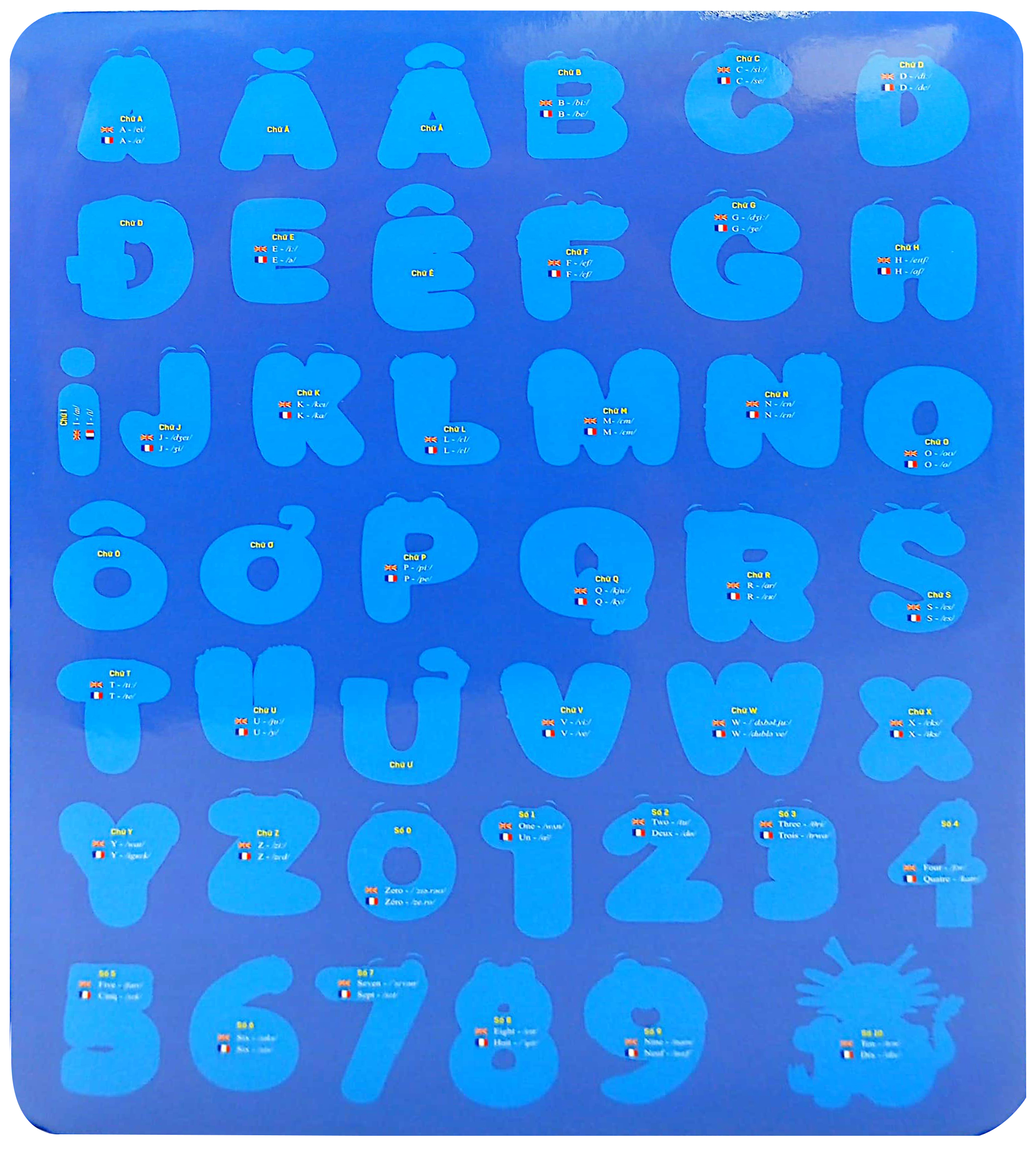 sách bóc dán khổng lồ - bảng chữ cái vui nhộn - funny alphabet - alphabet amusant (đa ngữ việt-anh-pháp) - Ảnh 6