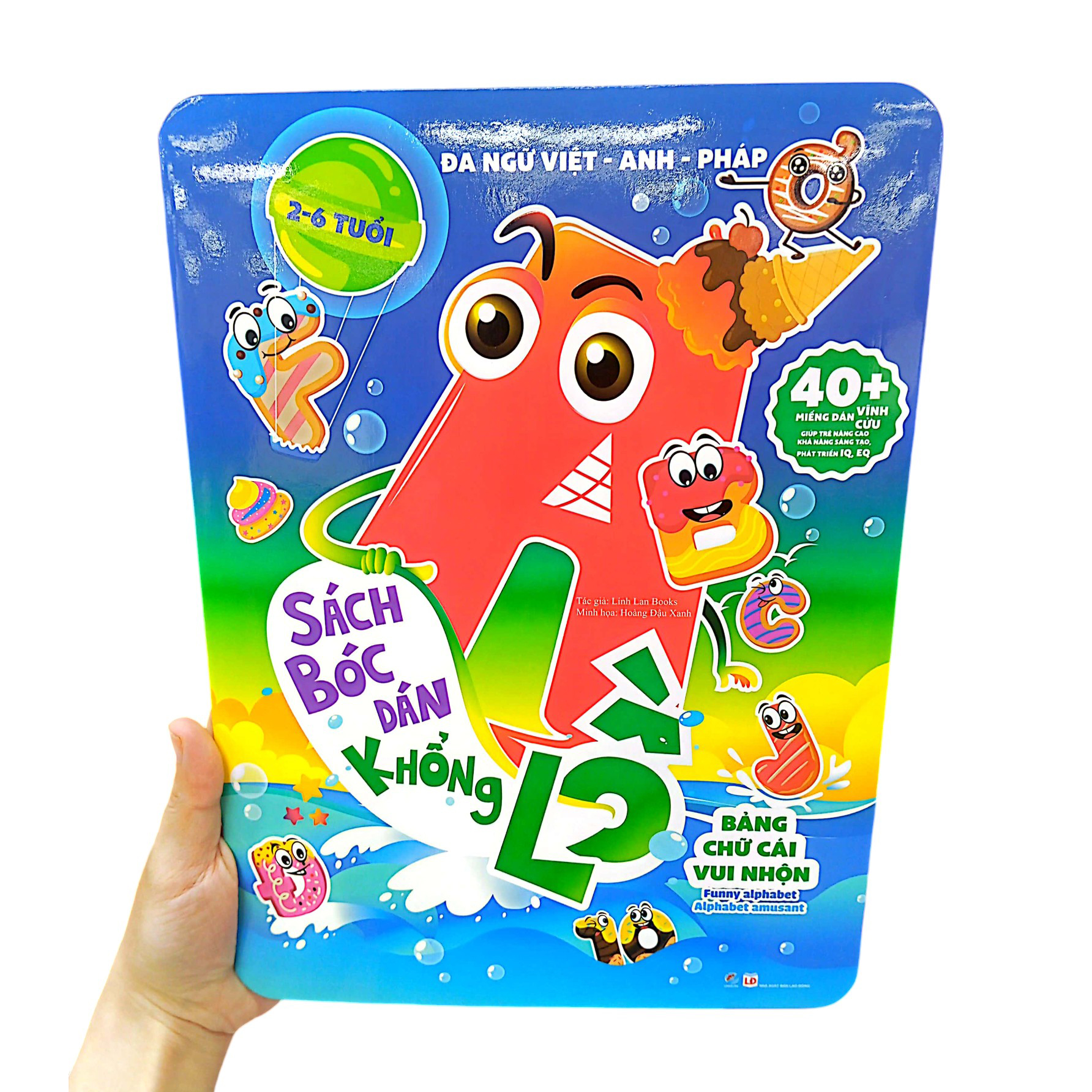 sách bóc dán khổng lồ - bảng chữ cái vui nhộn - funny alphabet - alphabet amusant (đa ngữ việt-anh-pháp) - Ảnh 8
