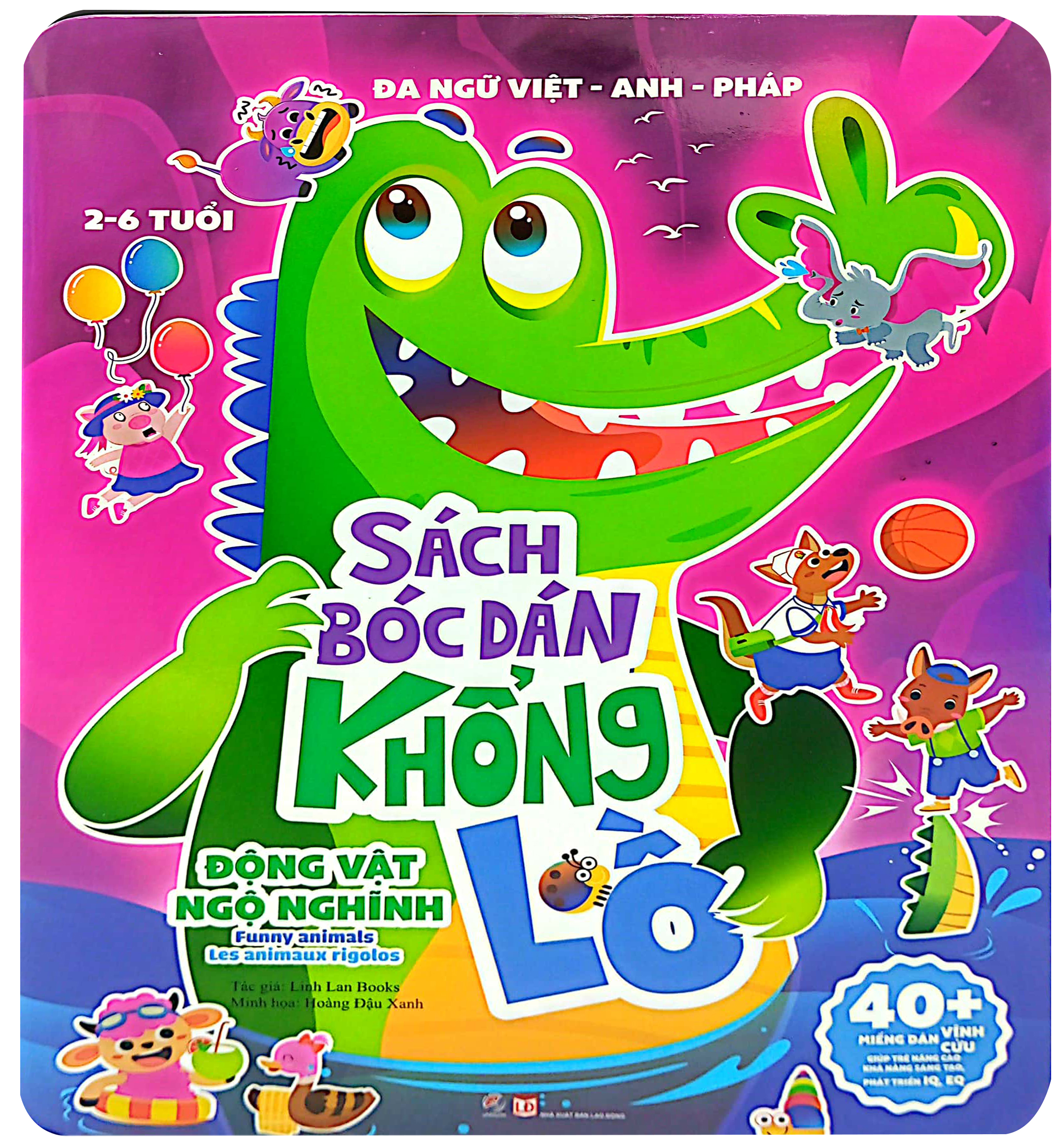 sách bóc dán khổng lồ - động vật ngộ nghĩnh - funny animals - les animaux rigolos (đa ngữ việt-anh-pháp) - Ảnh 2