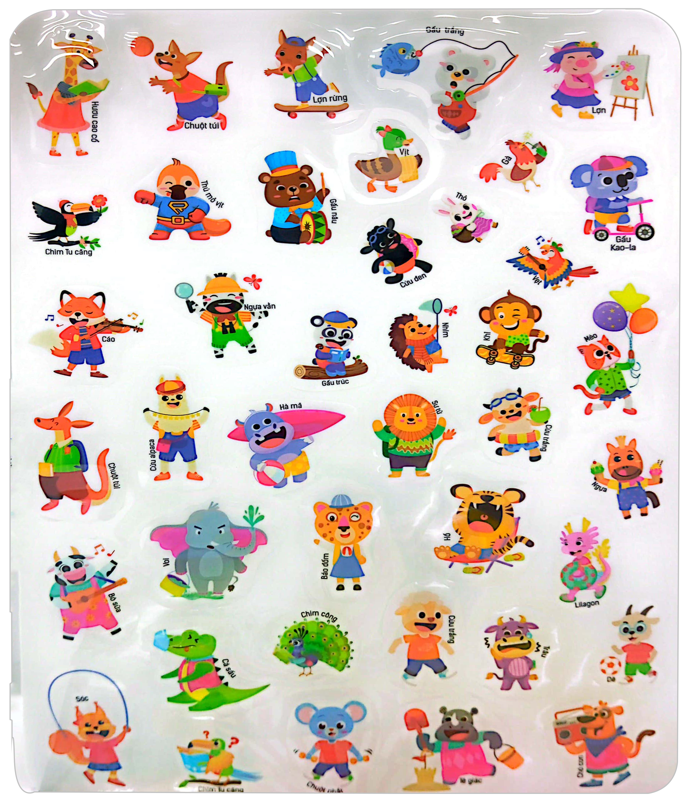 sách bóc dán khổng lồ - động vật ngộ nghĩnh - funny animals - les animaux rigolos (đa ngữ việt-anh-pháp) - Ảnh 3