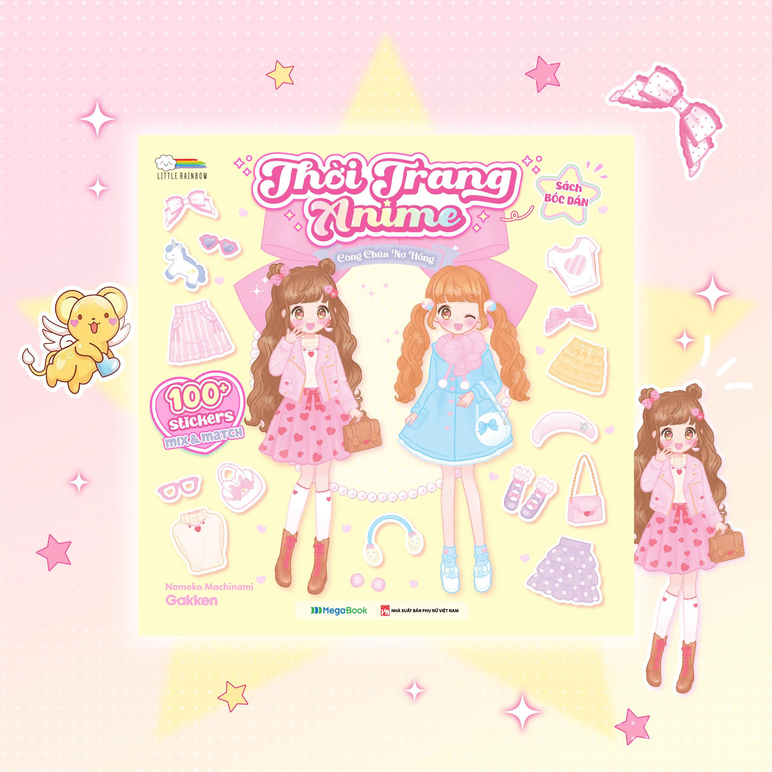 Sách Bóc Dán - Thời Trang Anime - Công Chúa Nơ Hồng - Ảnh 2