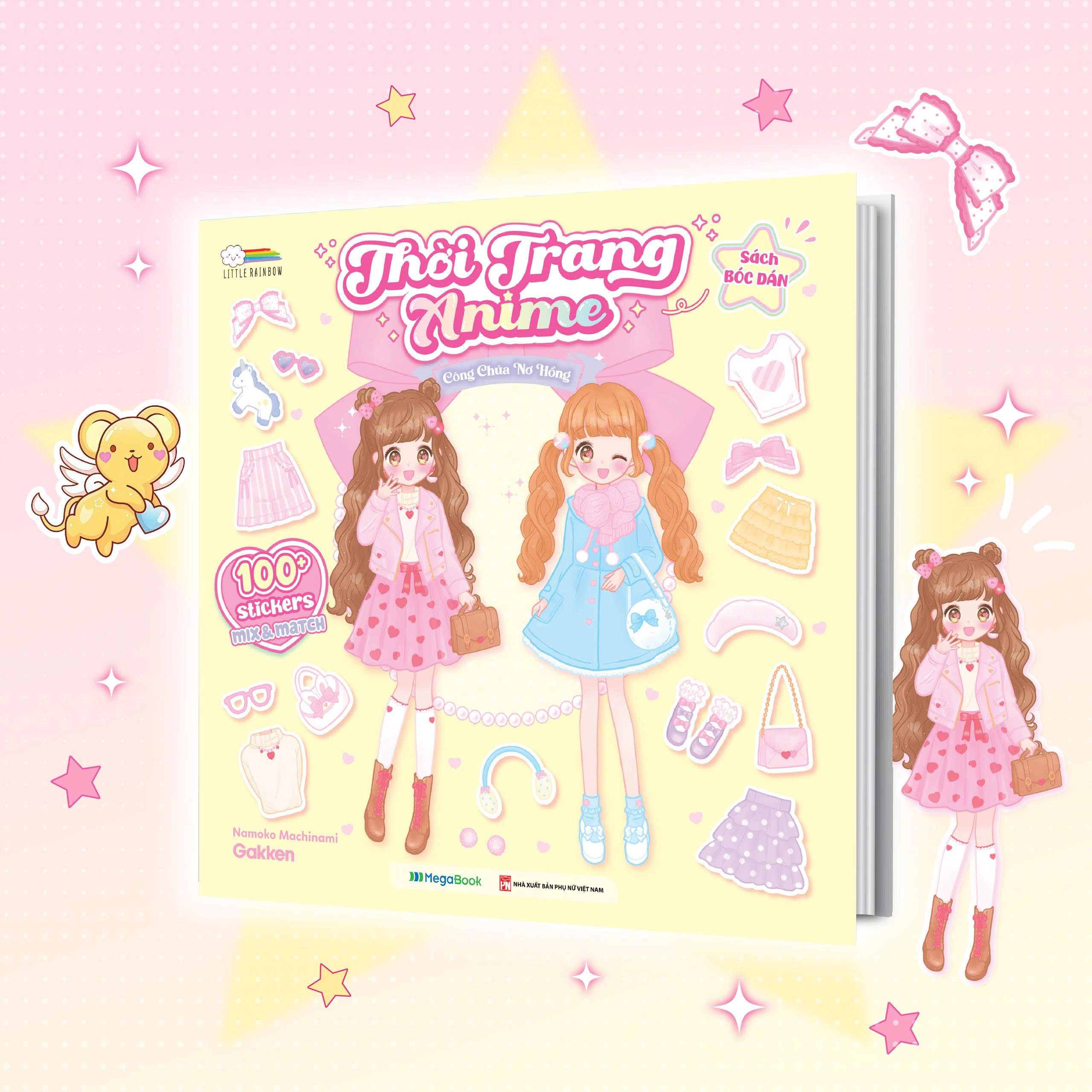Sách Bóc Dán - Thời Trang Anime - Công Chúa Nơ Hồng - Ảnh 3