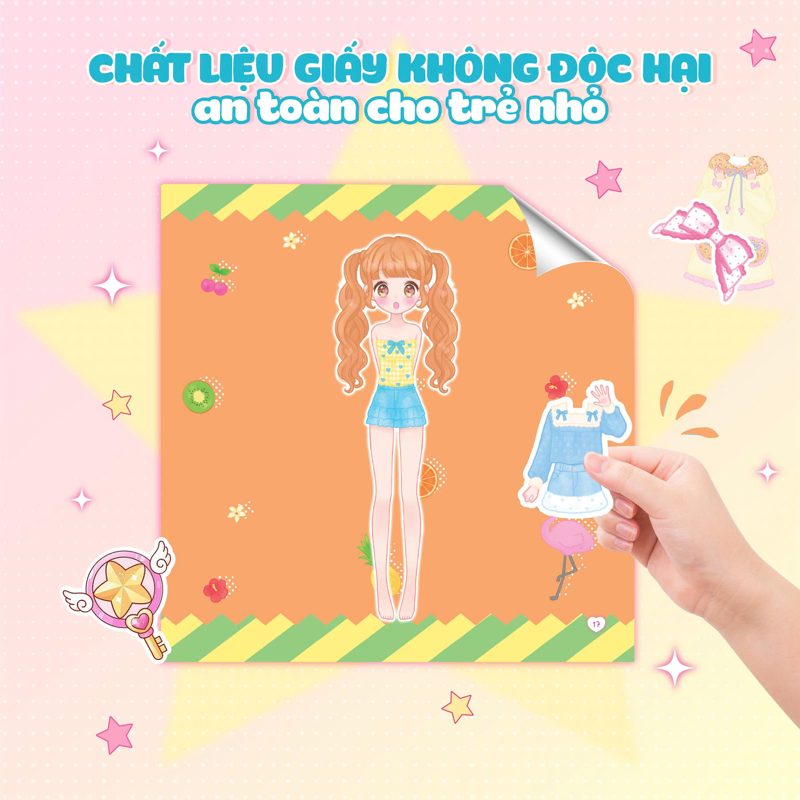 Sách Bóc Dán - Thời Trang Anime - Công Chúa Nơ Hồng - Ảnh 8