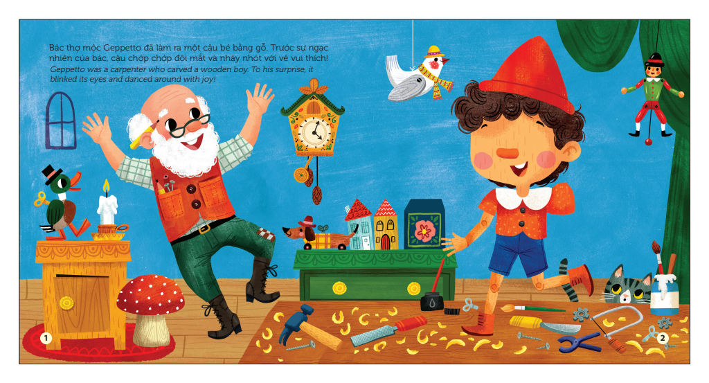 sách chuyển động - first stories - cậu bé người gỗ - pinocchio - bìa cứng - Ảnh 5