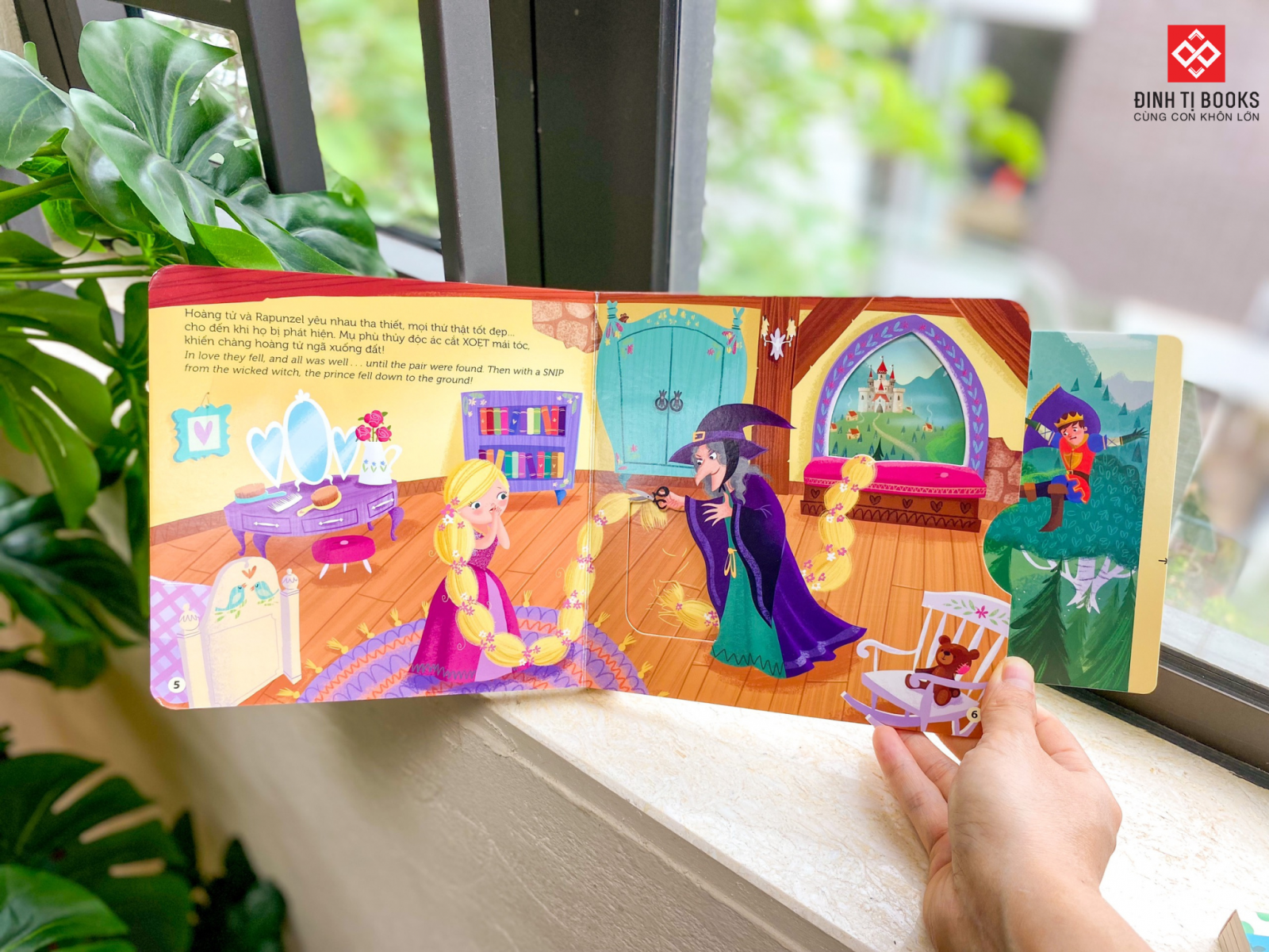 sách chuyển động - first stories - công chúa tóc mây - rapunzel - bìa cứng - Ảnh 4