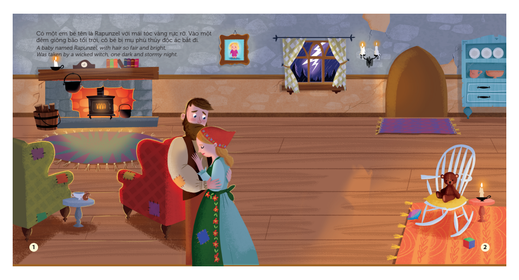 sách chuyển động - first stories - công chúa tóc mây - rapunzel - bìa cứng - Ảnh 6