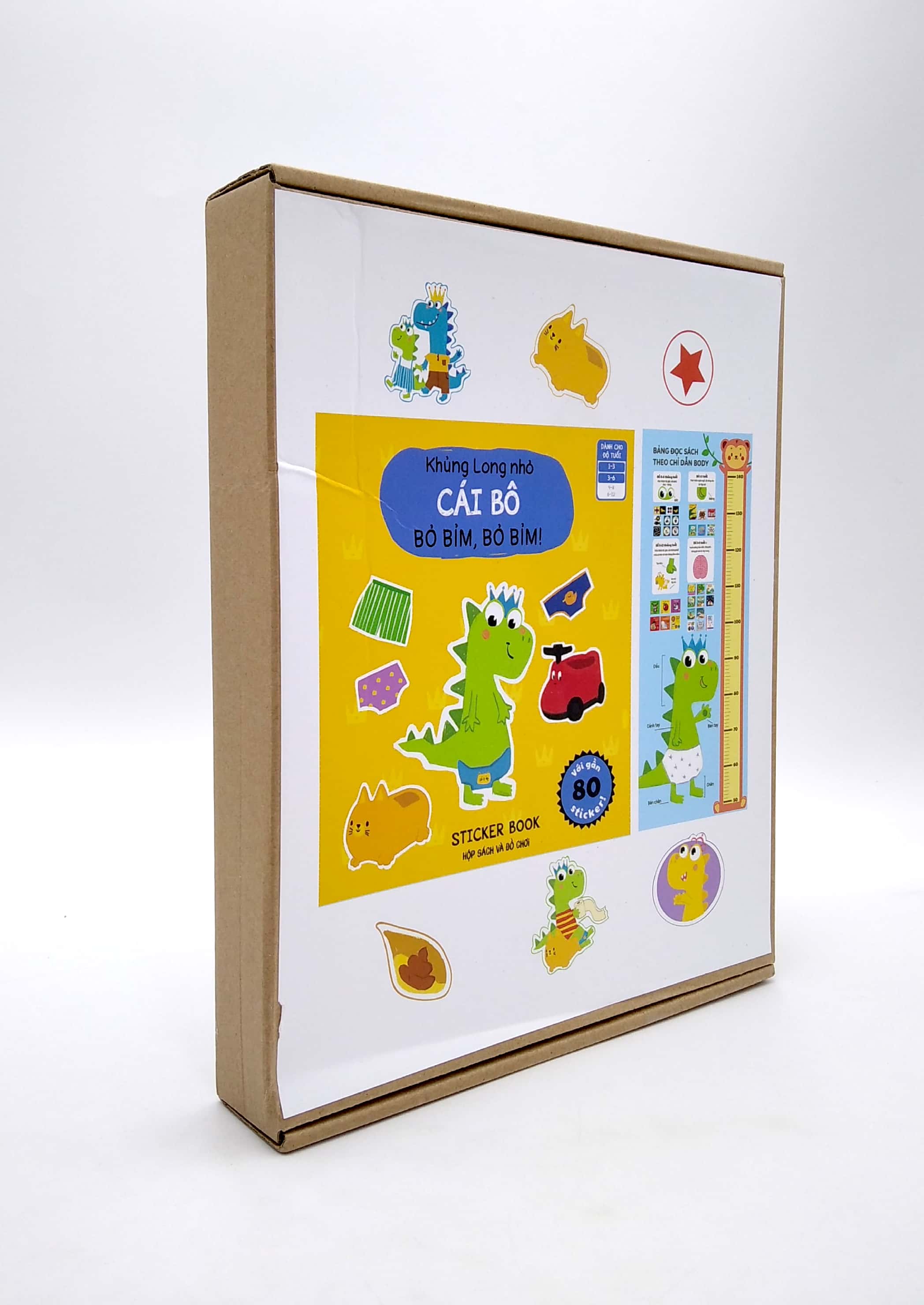 sách ehon - khủng long nhỏ - cái bô bỏ bỉm, bỏ bỉm! (hộp sách + puzzle + thước đo chiều cao) - Ảnh 6