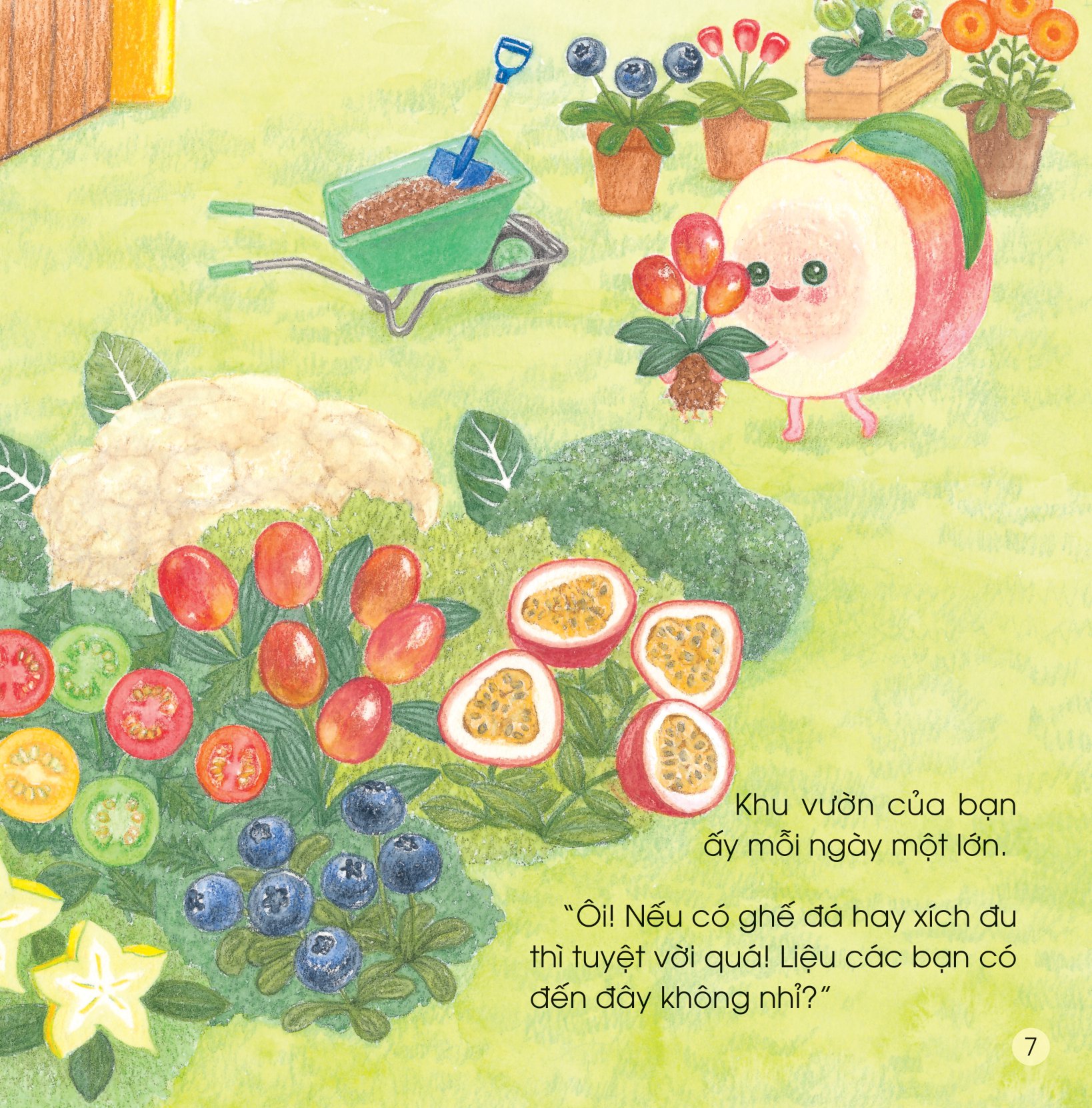 sách ehon - sức mạnh của những người bạn trái cây - dũng sĩ đào đuổi sên khổng lồ - Ảnh 8