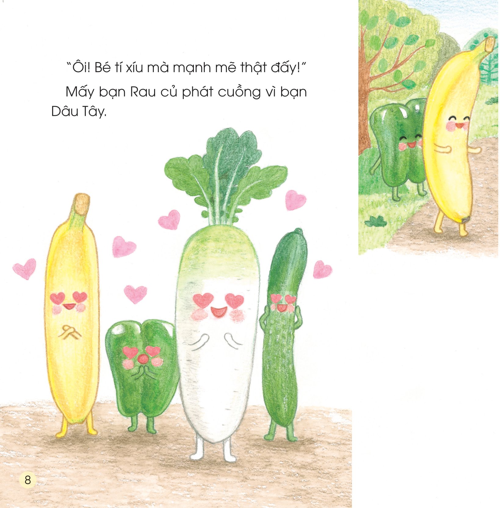 sách ehon - sức mạnh của những người bạn trái cây - giải cứu dâu tây khỏi quái vật nấm mốc - Ảnh 9