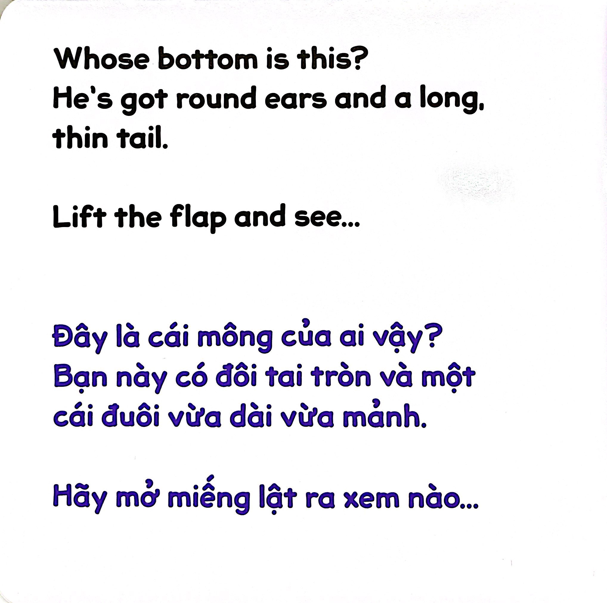 Sách Lật Tương Tác Song Ngữ 0-3 Tuổi - Mông Ai Đây? - Bìa Cứng - Ảnh 3