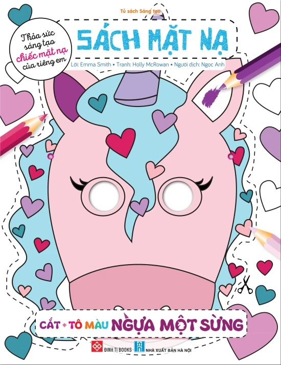 sách mặt nạ - cắt + tô màu ngựa một sừng - Ảnh 2