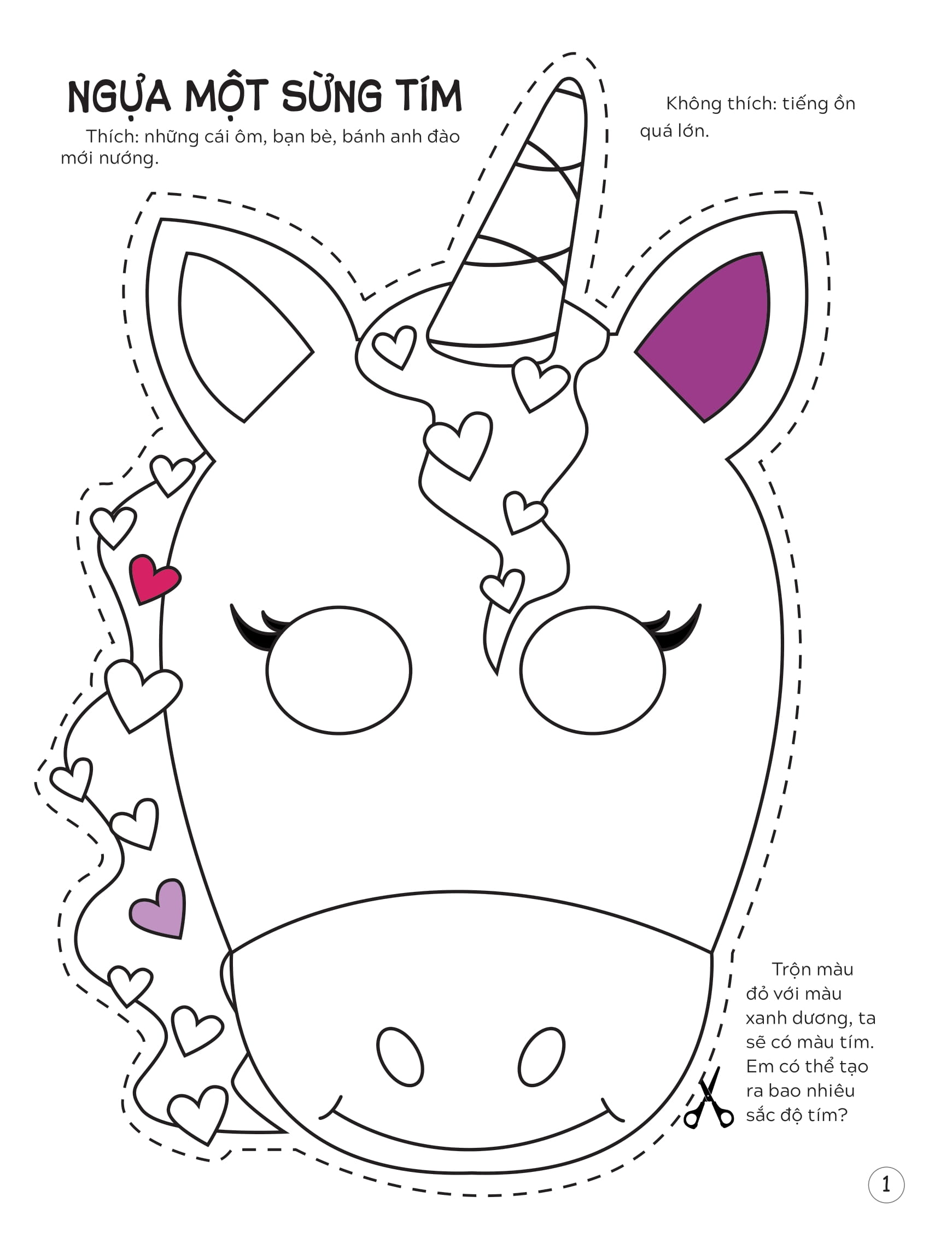 sách mặt nạ - cắt + tô màu ngựa một sừng - Ảnh 3