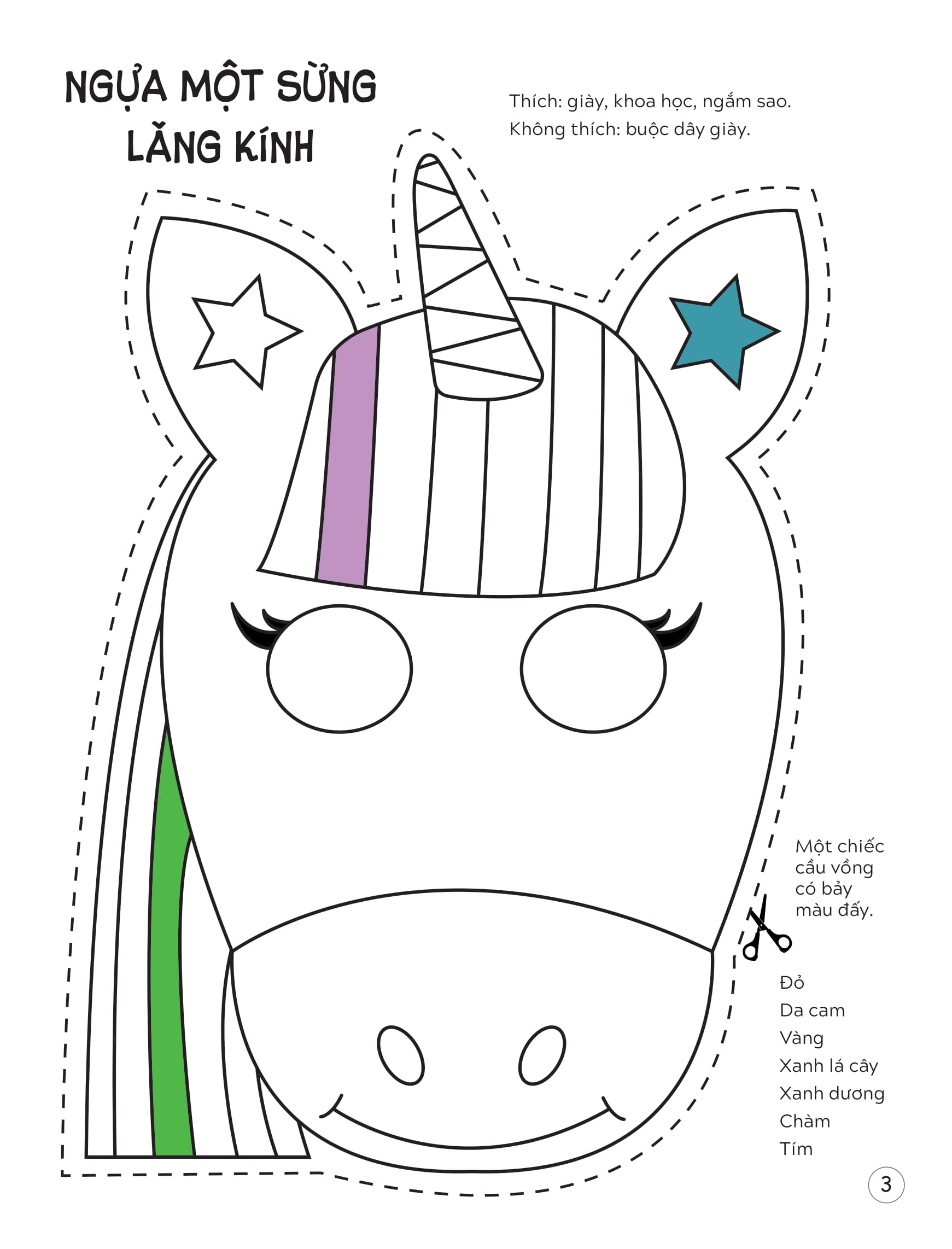 sách mặt nạ - cắt + tô màu ngựa một sừng - Ảnh 5