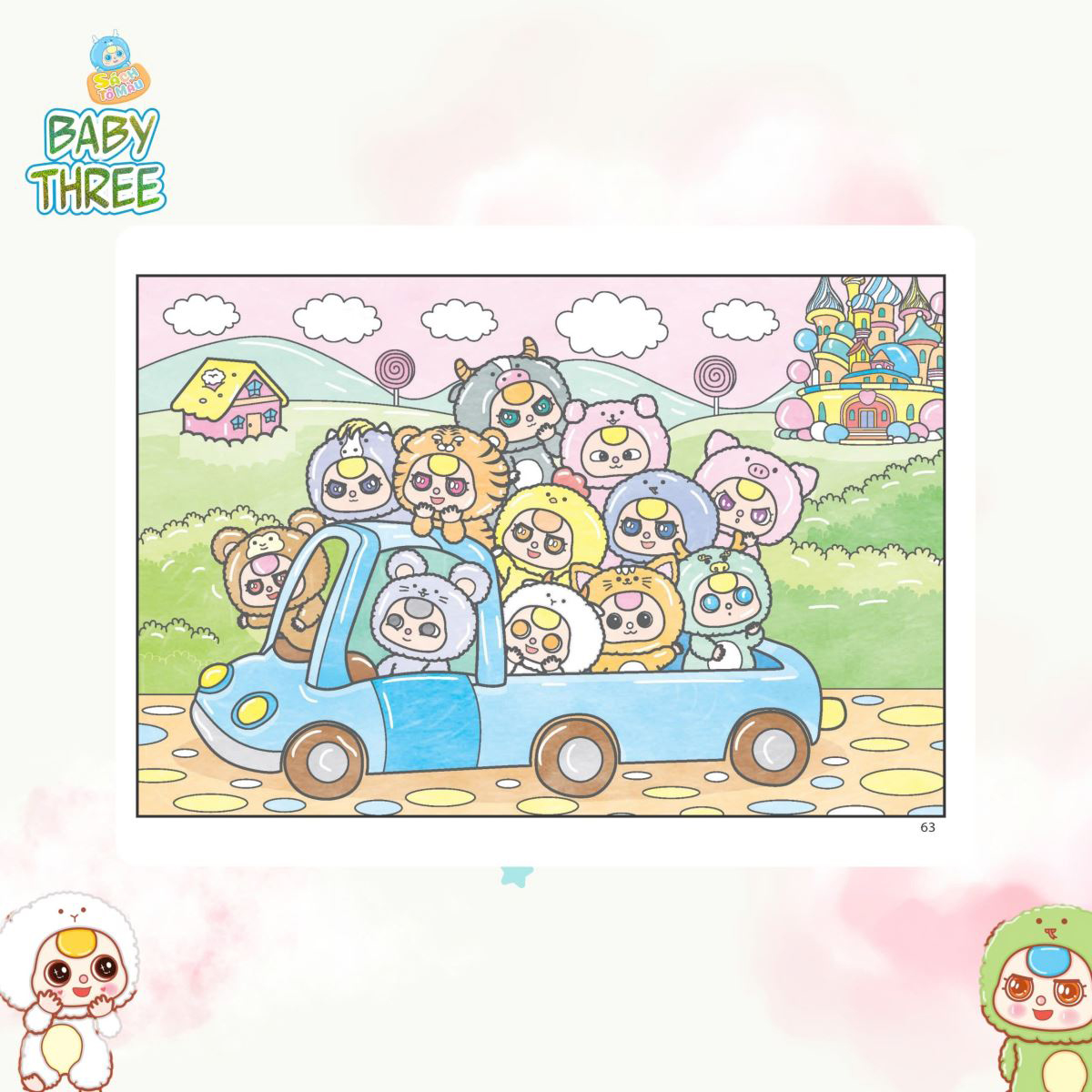 Sách Tô Màu Baby Three 12 Con Giáp Ở Vương Quốc Ngọt Ngào - Ảnh 3