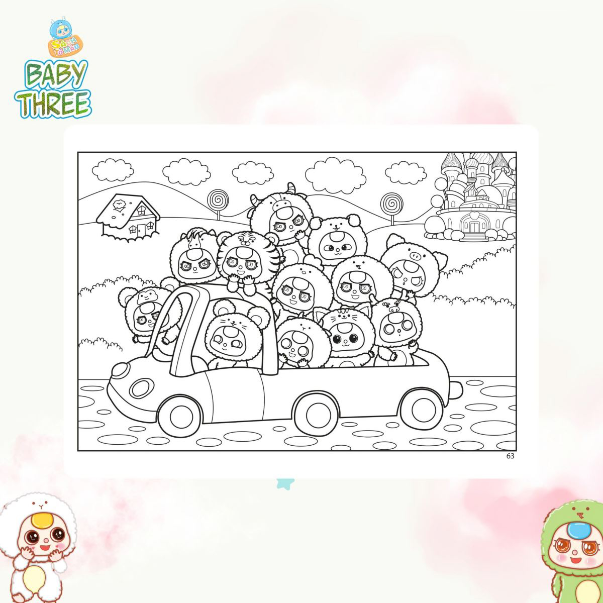 Sách Tô Màu Baby Three 12 Con Giáp Ở Vương Quốc Ngọt Ngào - Ảnh 4