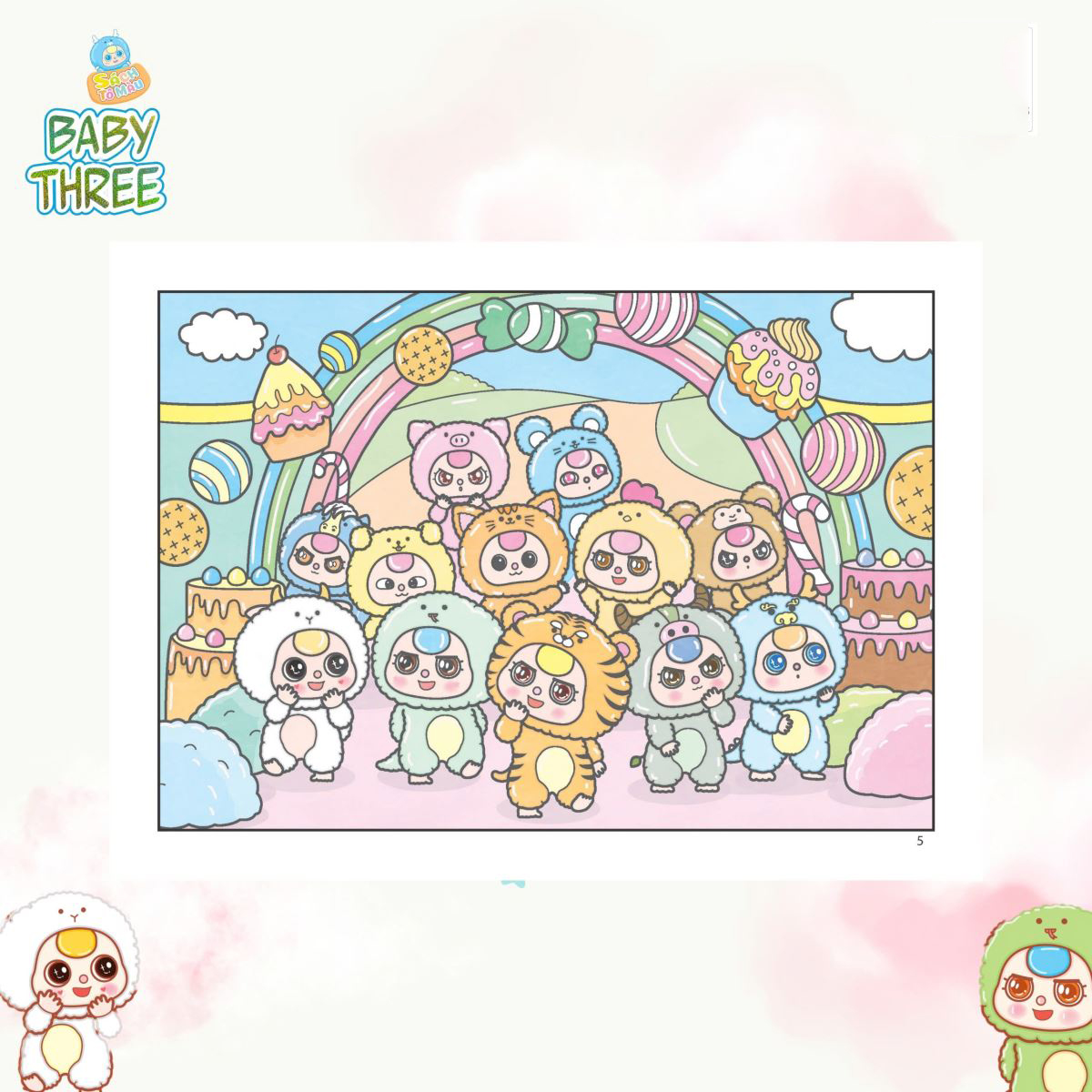 Sách Tô Màu Baby Three 12 Con Giáp Ở Vương Quốc Ngọt Ngào - Ảnh 6