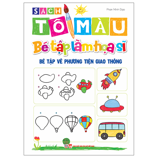 sách tô màu - bé tập làm họa sĩ - bé tập vẽ phương tiện giao thông