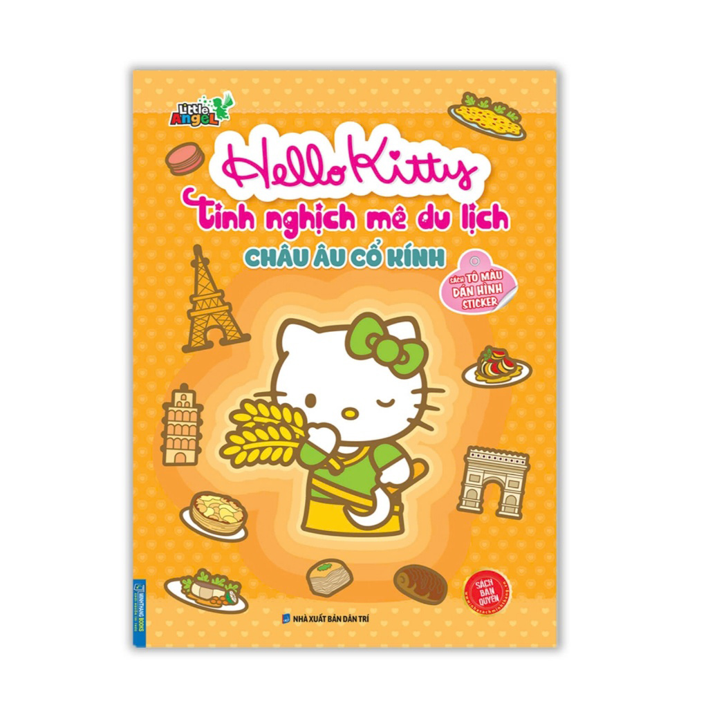 sách tô màu dán hình sticker - hello kitty tinh nghịch mê du lịch - châu âu cổ kính - Ảnh 2