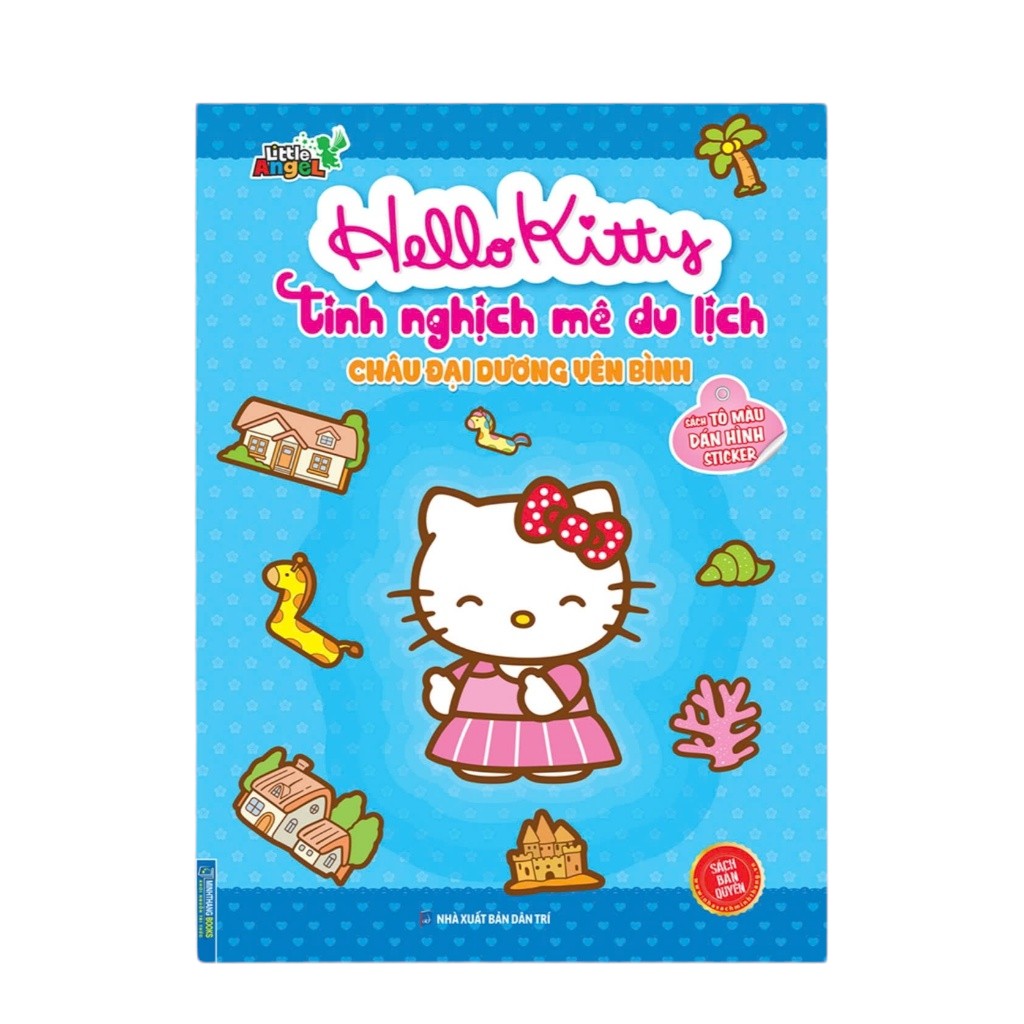 sách tô màu dán hình sticker - hello kitty tinh nghịch mê du lịch - châu đại dương yên bình - Ảnh 2
