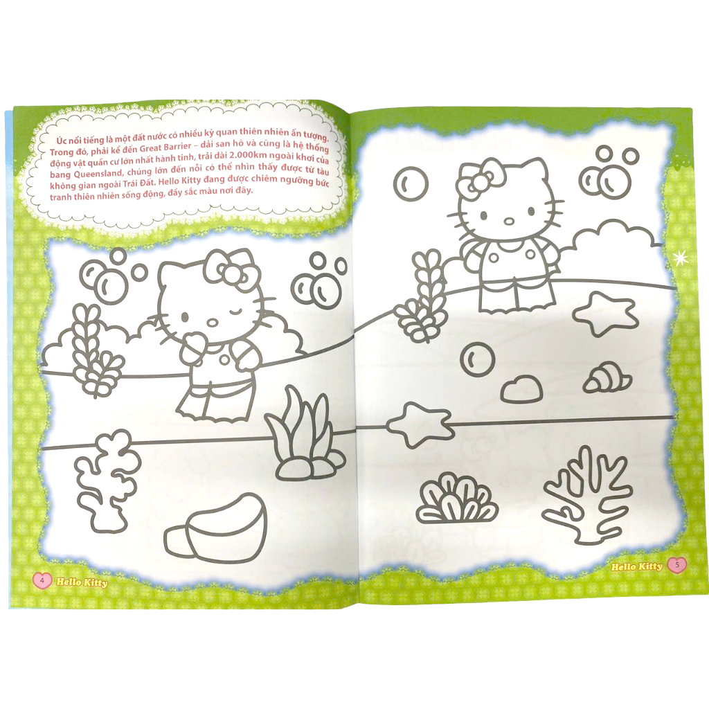 sách tô màu dán hình sticker - hello kitty tinh nghịch mê du lịch - châu đại dương yên bình - Ảnh 5