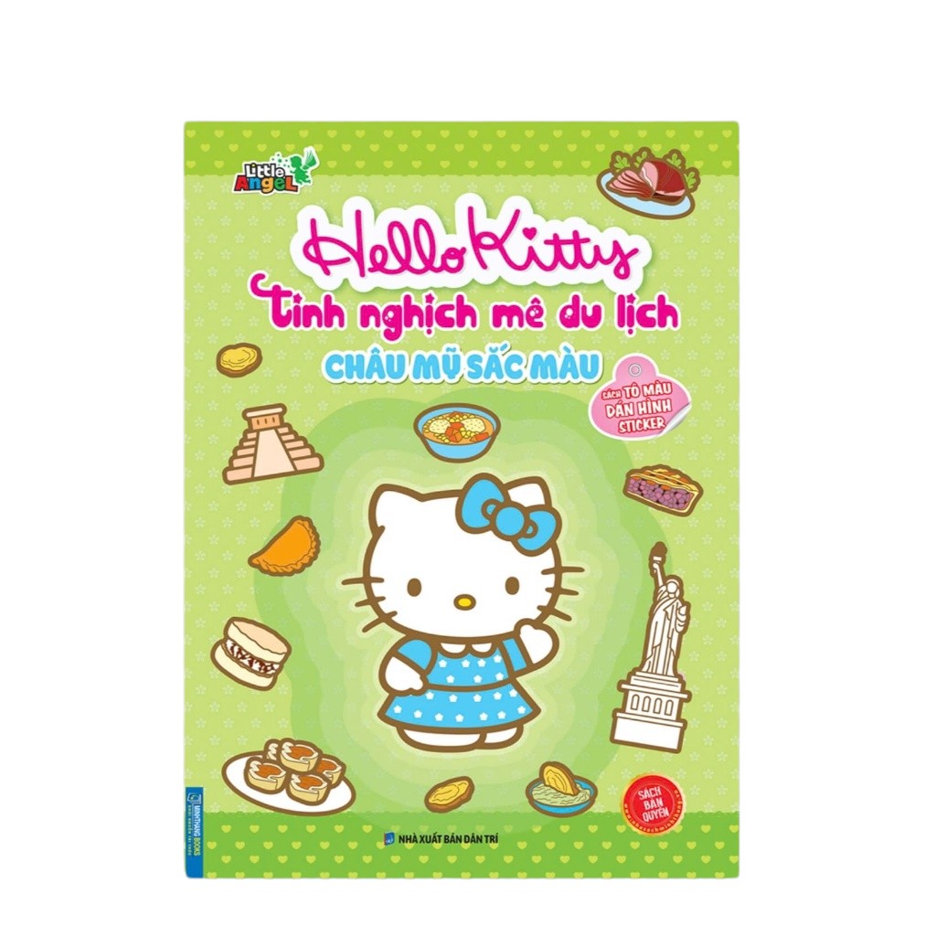 sách tô màu dán hình sticker - hello kitty tinh nghịch mê du lịch - châu mỹ sắc màu - Ảnh 2