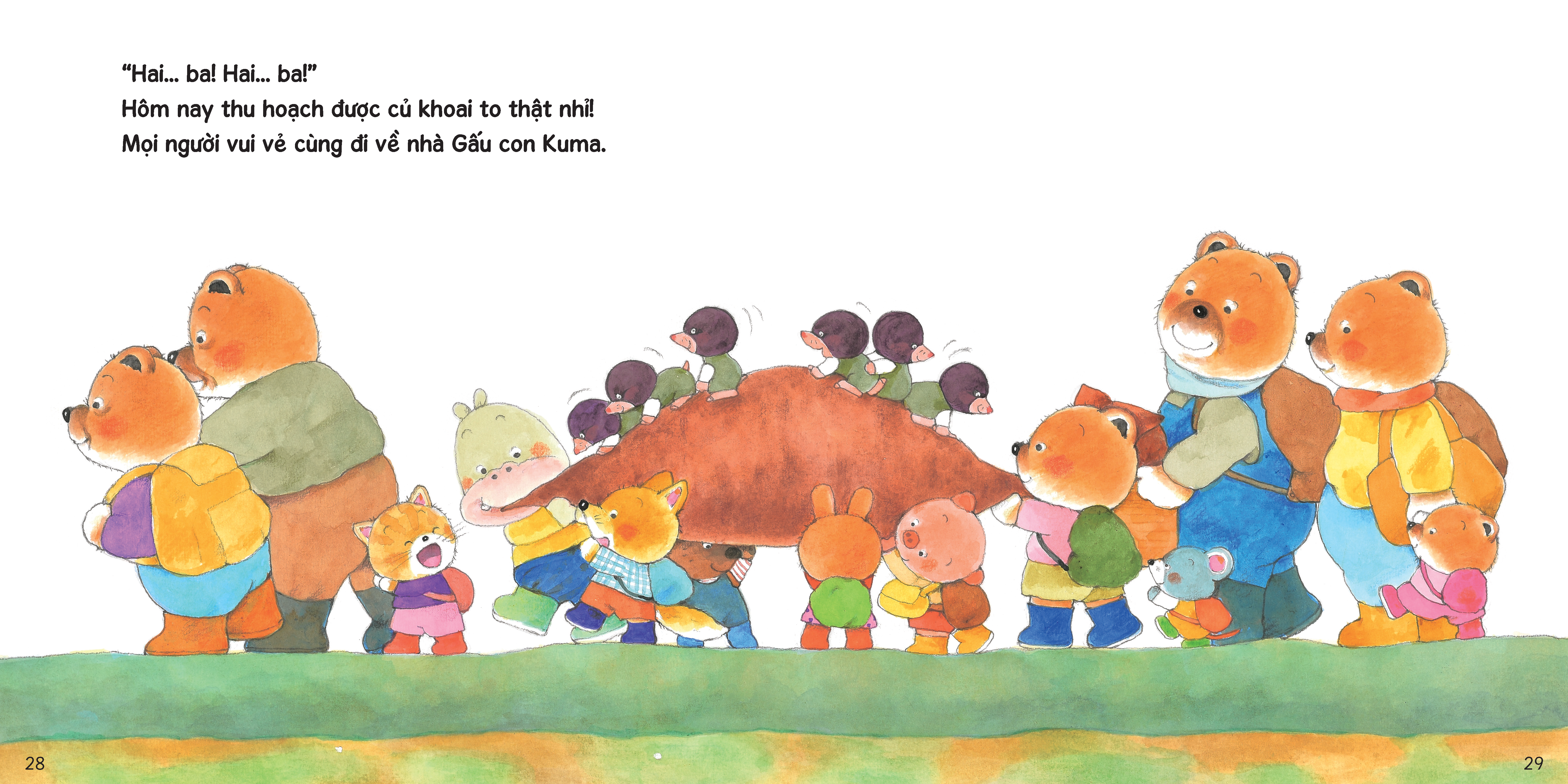 sách tranh ehon kuma - những chuyện nhỏ hằng ngày - cùng nhau nhổ khoai lang - Ảnh 5