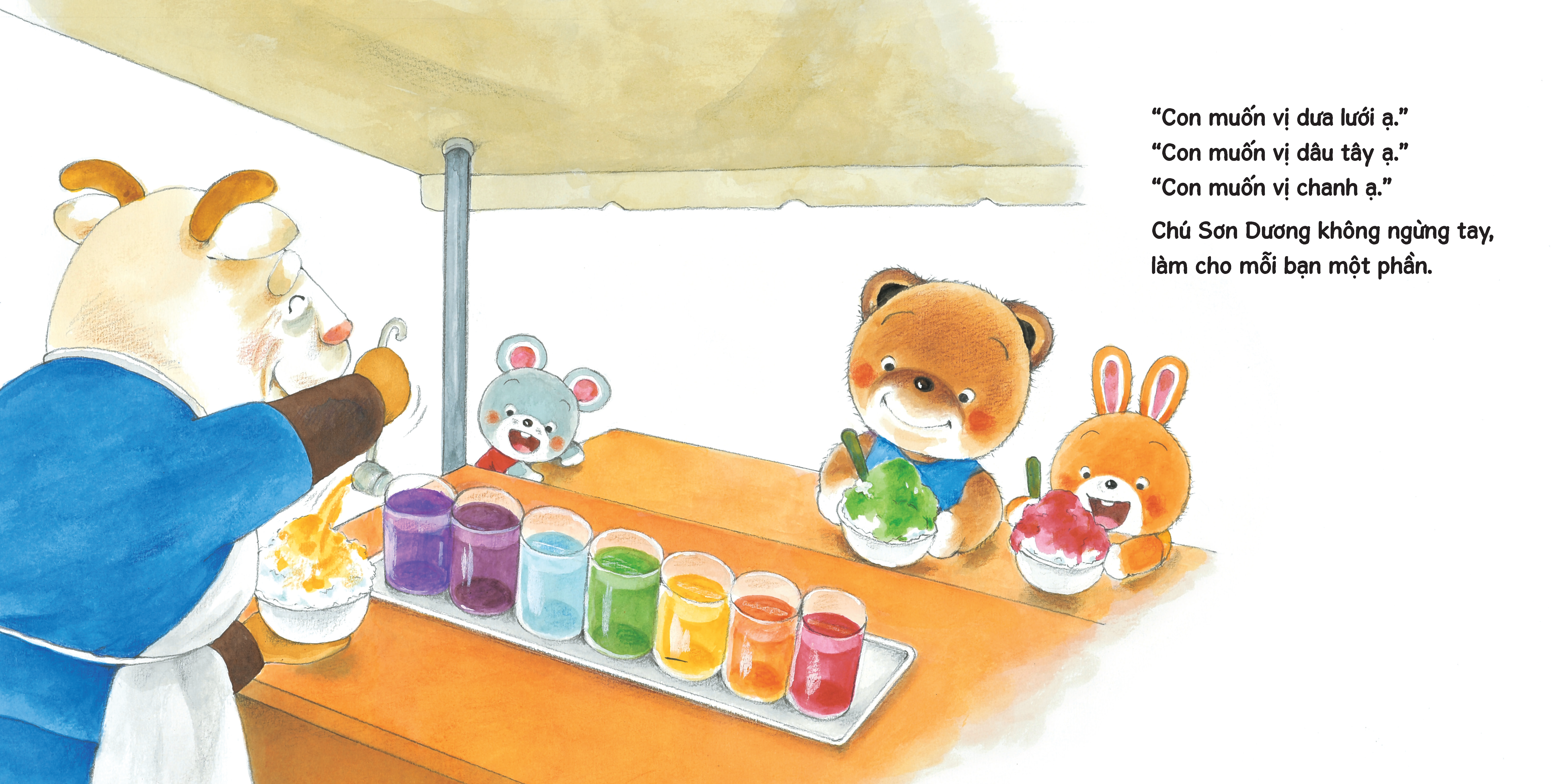 sách tranh ehon kuma - những chuyện nhỏ hằng ngày - tiệm đá bào vui vẻ - Ảnh 3