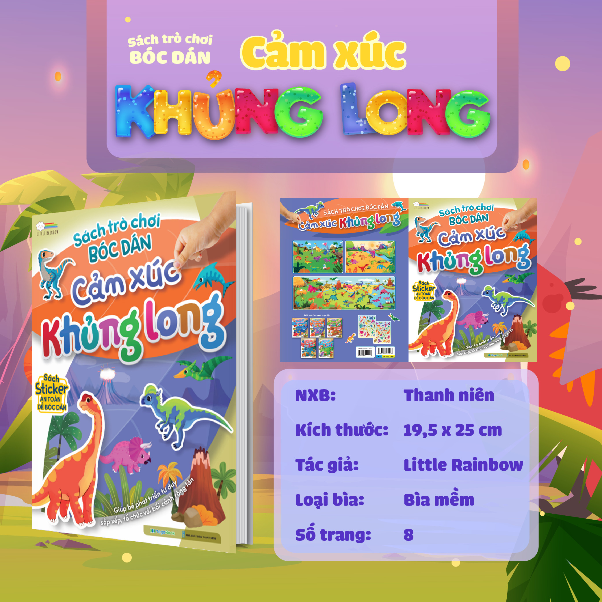 sách trò chơi bóc dán cảm xúc - khủng long - Ảnh 3