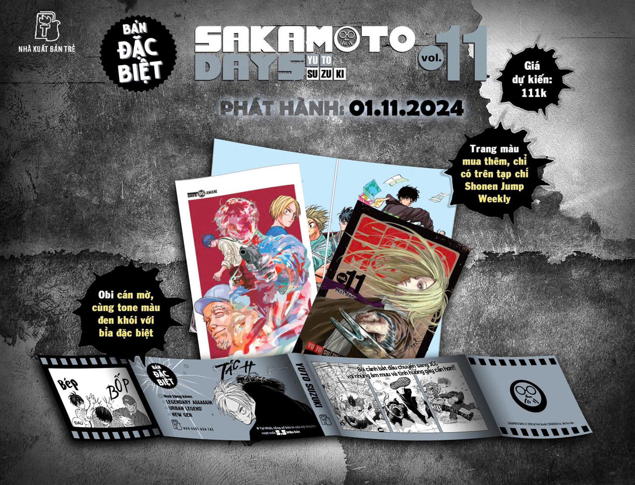 sakamoto days - tập 11 - một đòn - bản đặc biệt - tặng kèm obi + huy hiệu + set 3 card đổi nền + standee lắp ghép - Ảnh 4