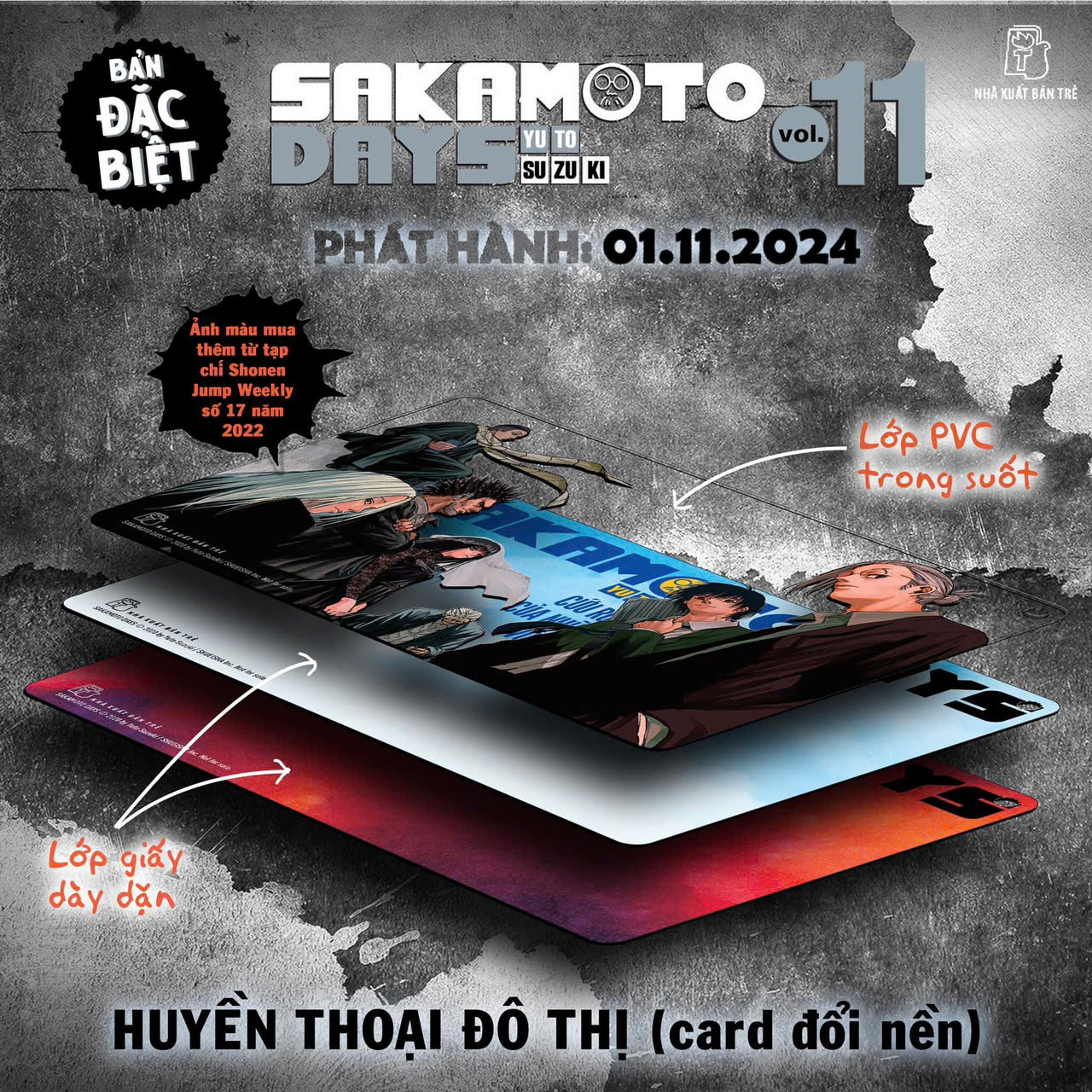 sakamoto days - tập 11 - một đòn - bản đặc biệt - tặng kèm obi + huy hiệu + set 3 card đổi nền + standee lắp ghép - Ảnh 6
