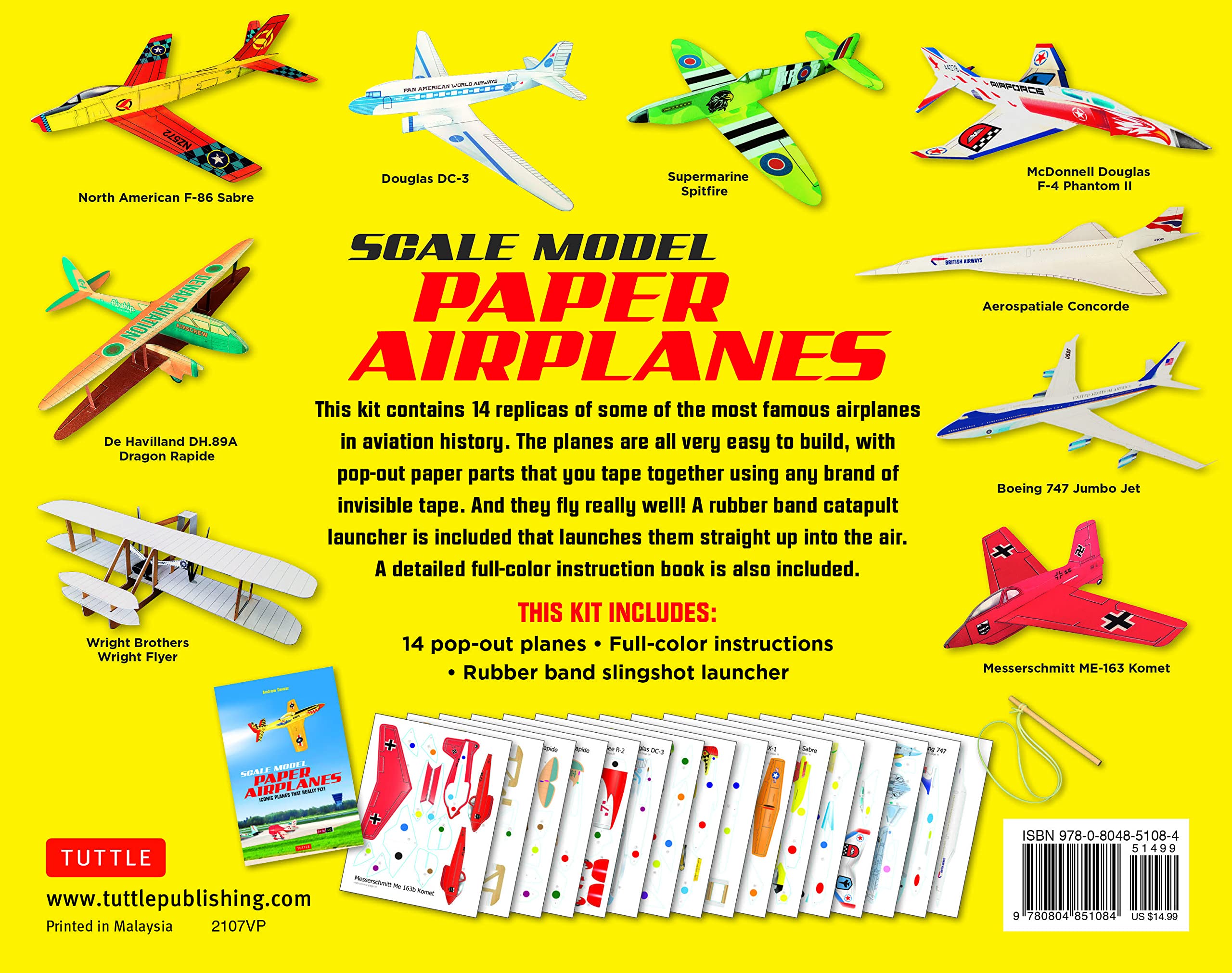 scale model paper airplanes kit: iconic planes that really fly! slingshot launcher included! - just pop-out and assemble (14 famous pop-out airplanes) - Ảnh 18
