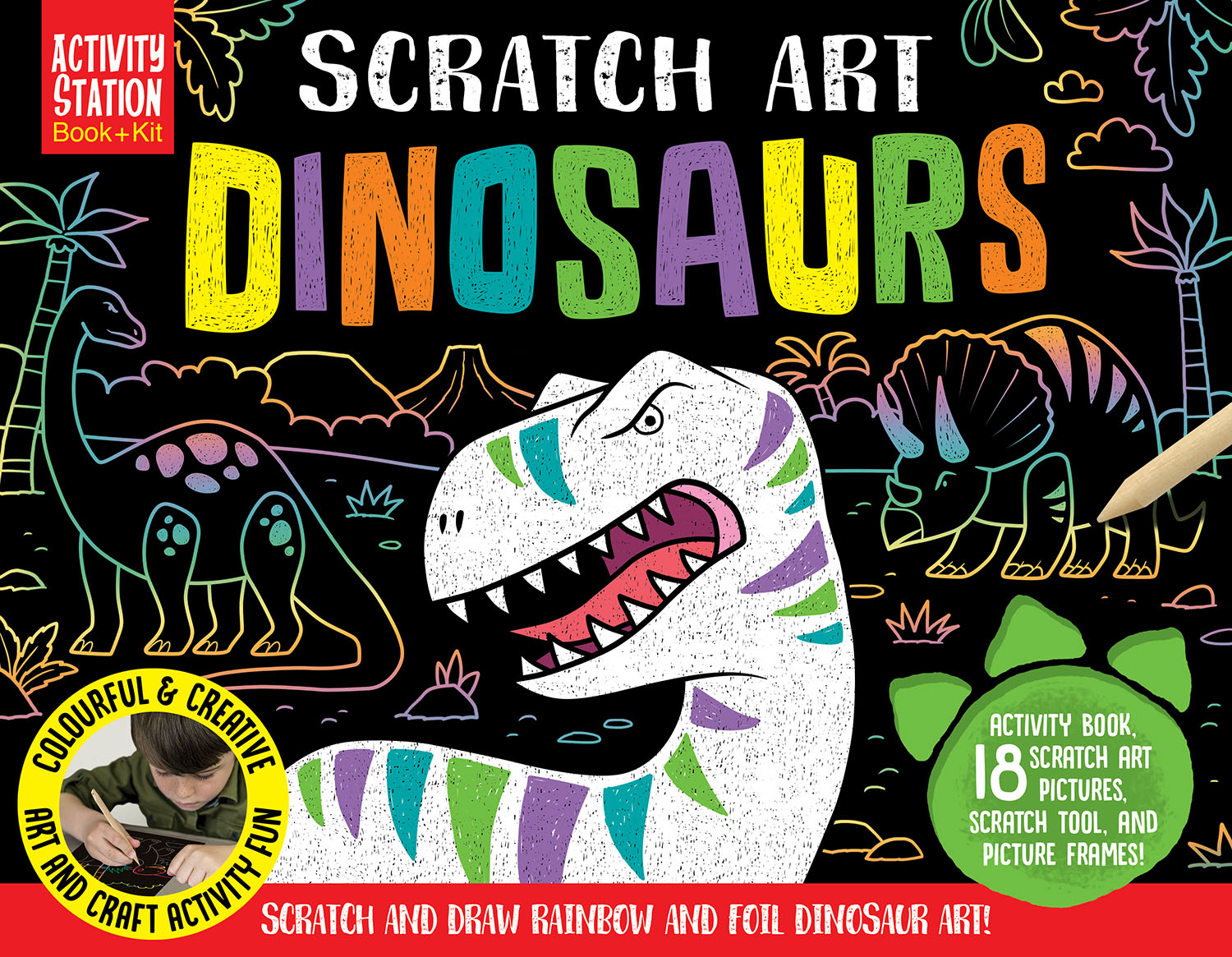 scratch art dinosaurs (activity station book + kit) - Ảnh 2