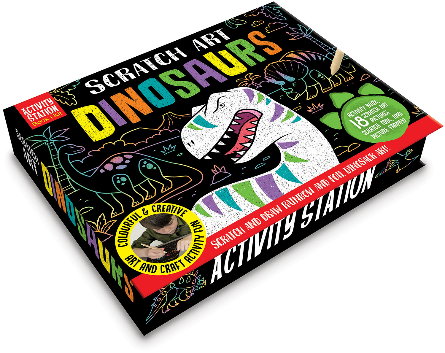 scratch art dinosaurs (activity station book + kit) - Ảnh 6