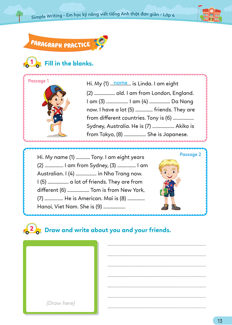 simple writing - em học kỹ năng viết tiếng anh thật đơn giản lớp 4 - Ảnh 9