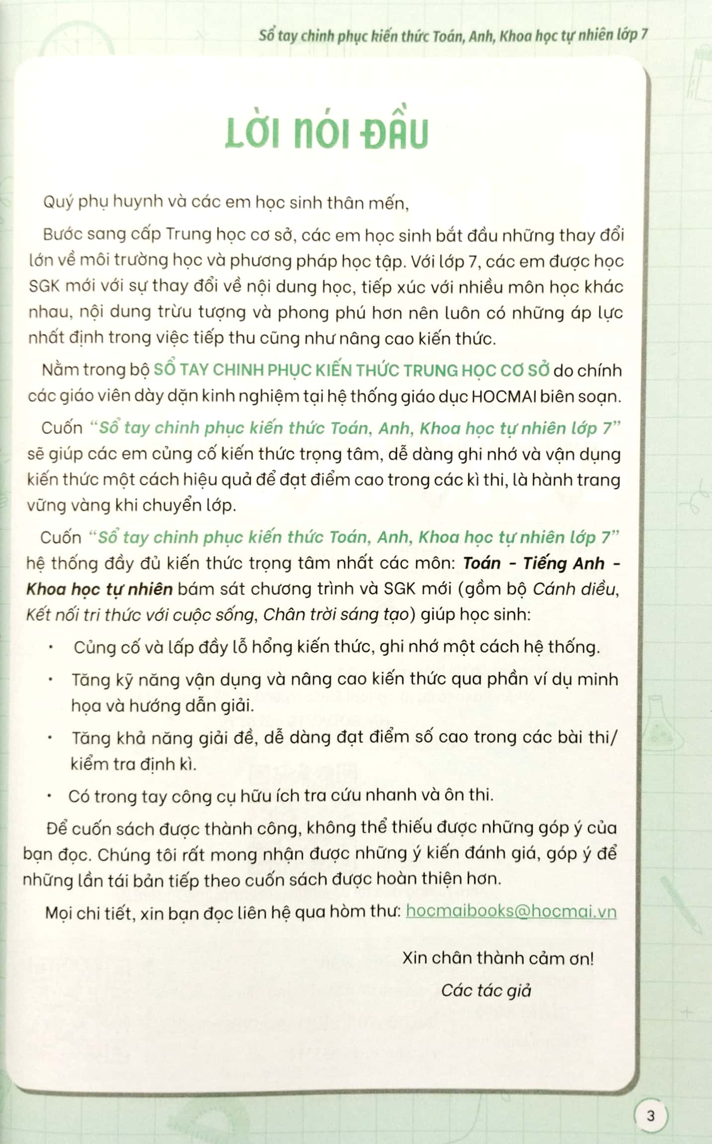 sổ tay chinh phục kiến thức toán - tiếng anh - khoa học tự nhiên lớp 7 - Ảnh 4